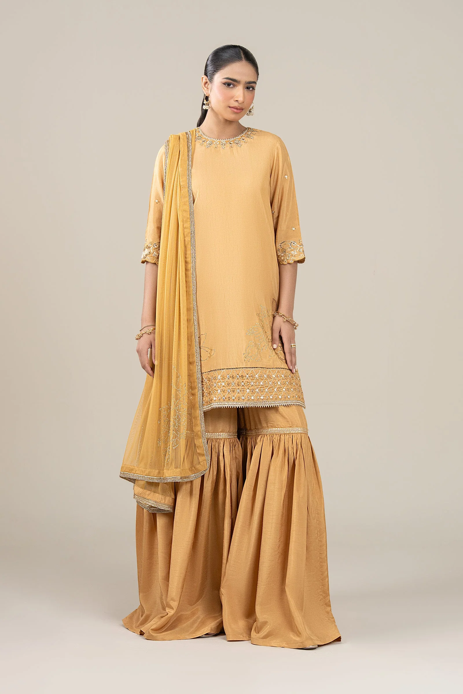 3 Pc Embroidered Bamberg Raw Silk Suit - Image 6