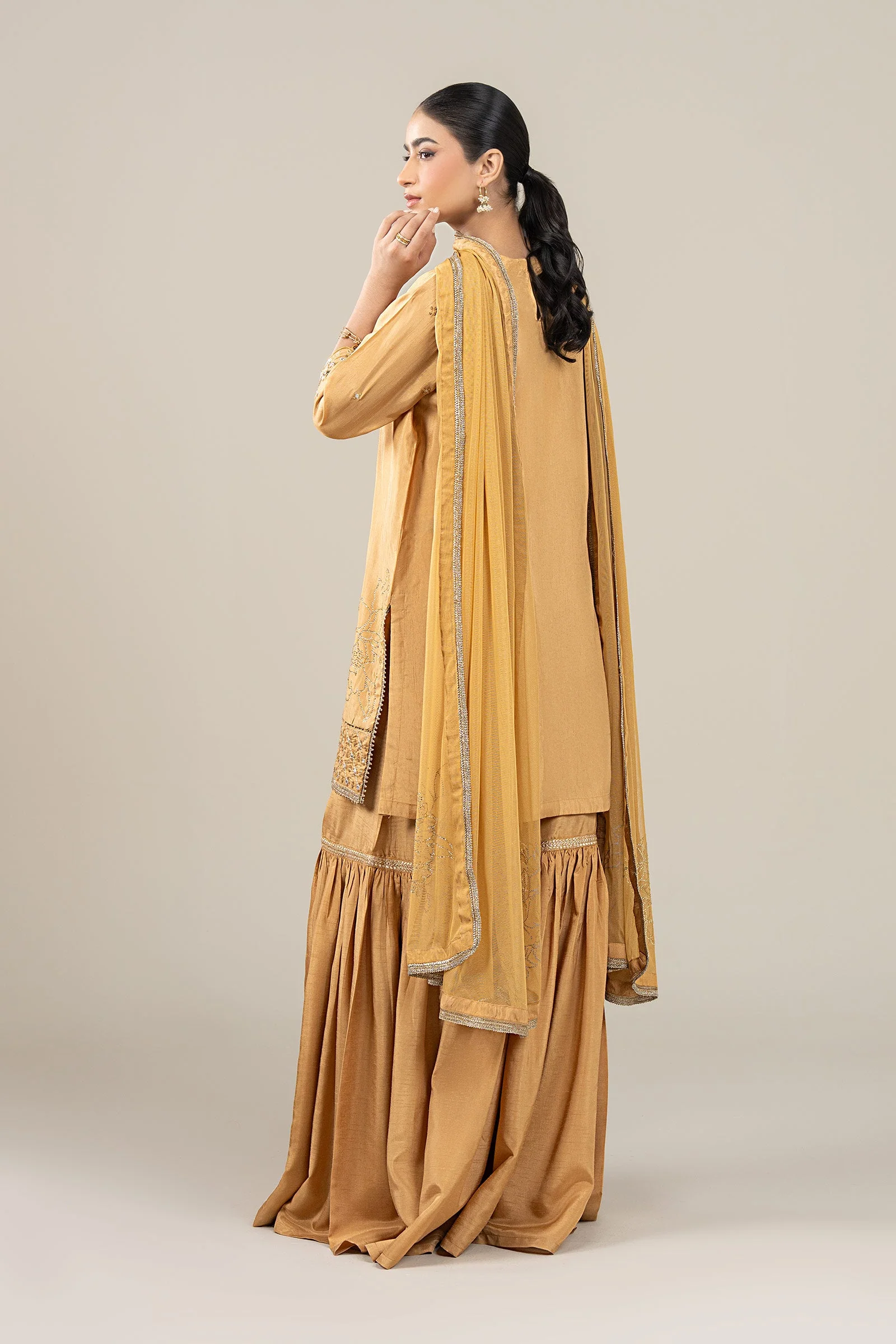 3 Pc Embroidered Bamberg Raw Silk Suit - Image 7