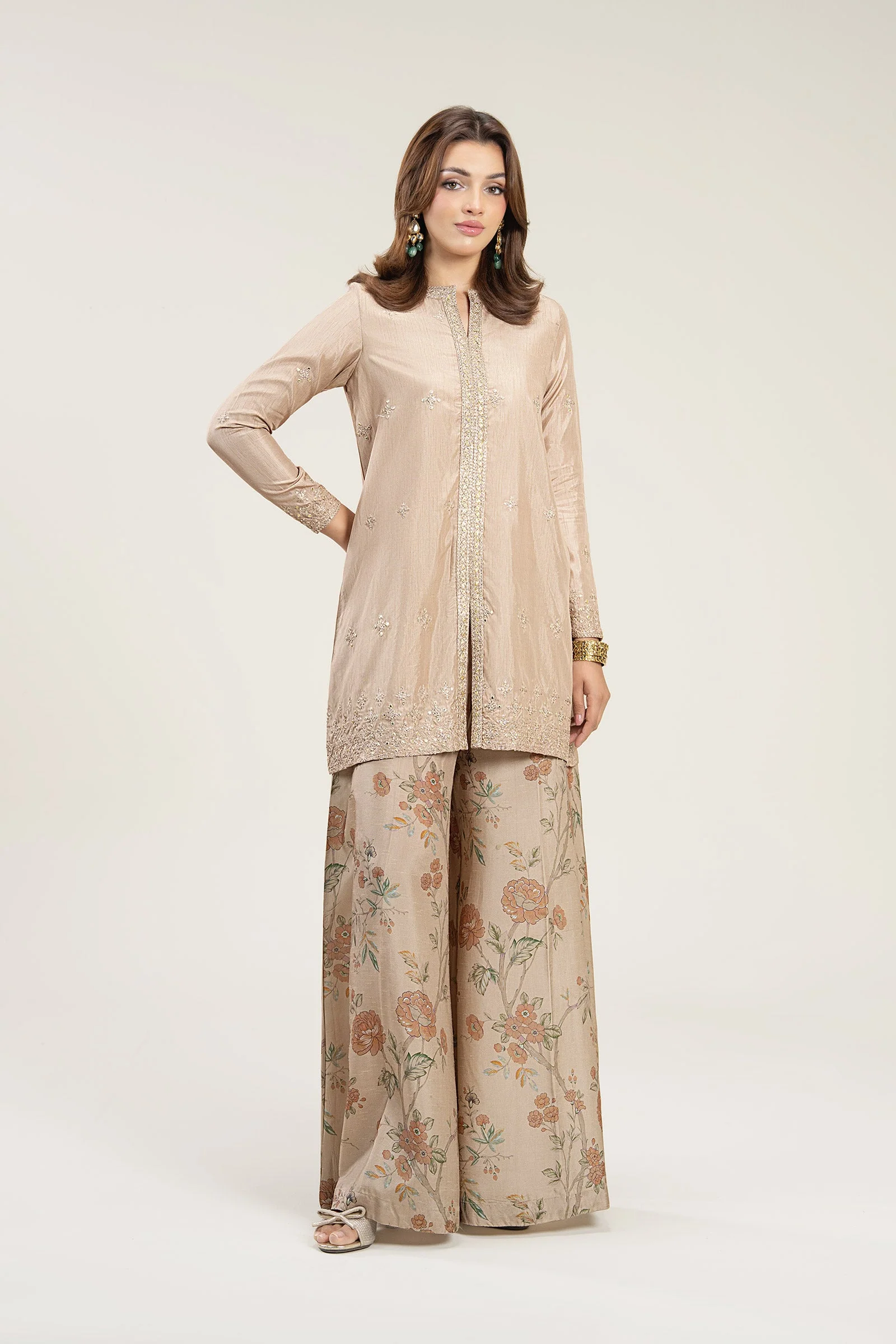 2 Pc Embroidered Bamberg Raw Silk Suit
