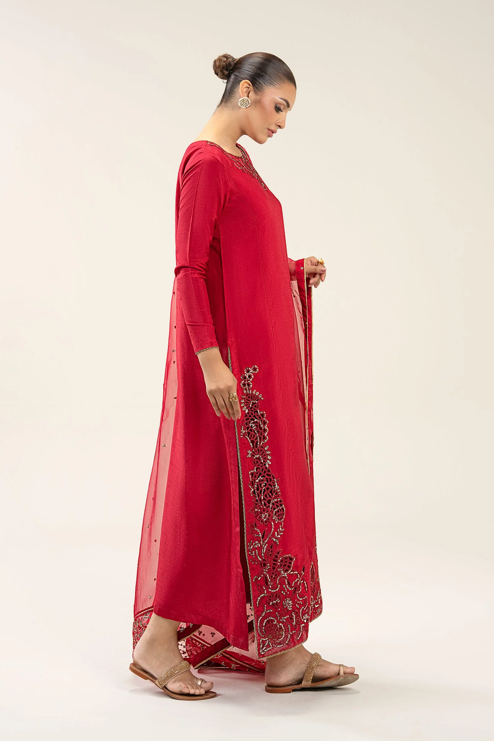 2 Pc Embroidered Bamberg Raw Silk Suit - Image 5