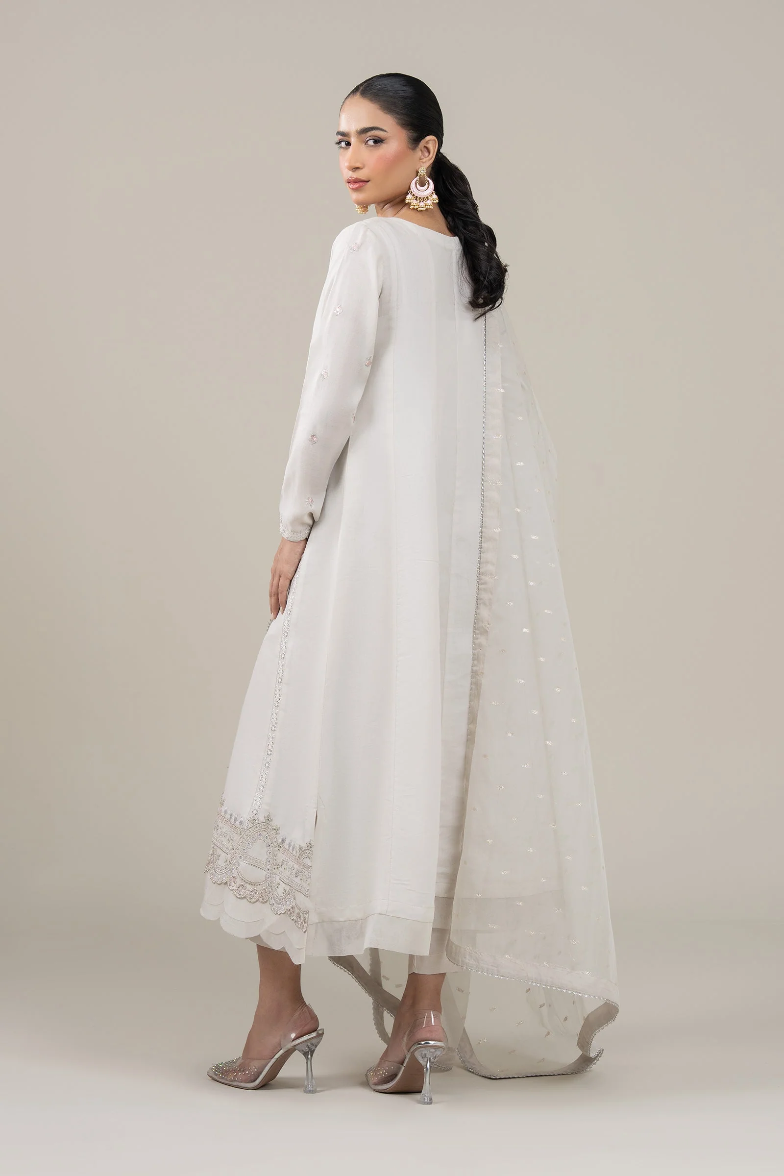 3 Pc Embroidered Shimmer Silk Suit - Image 6