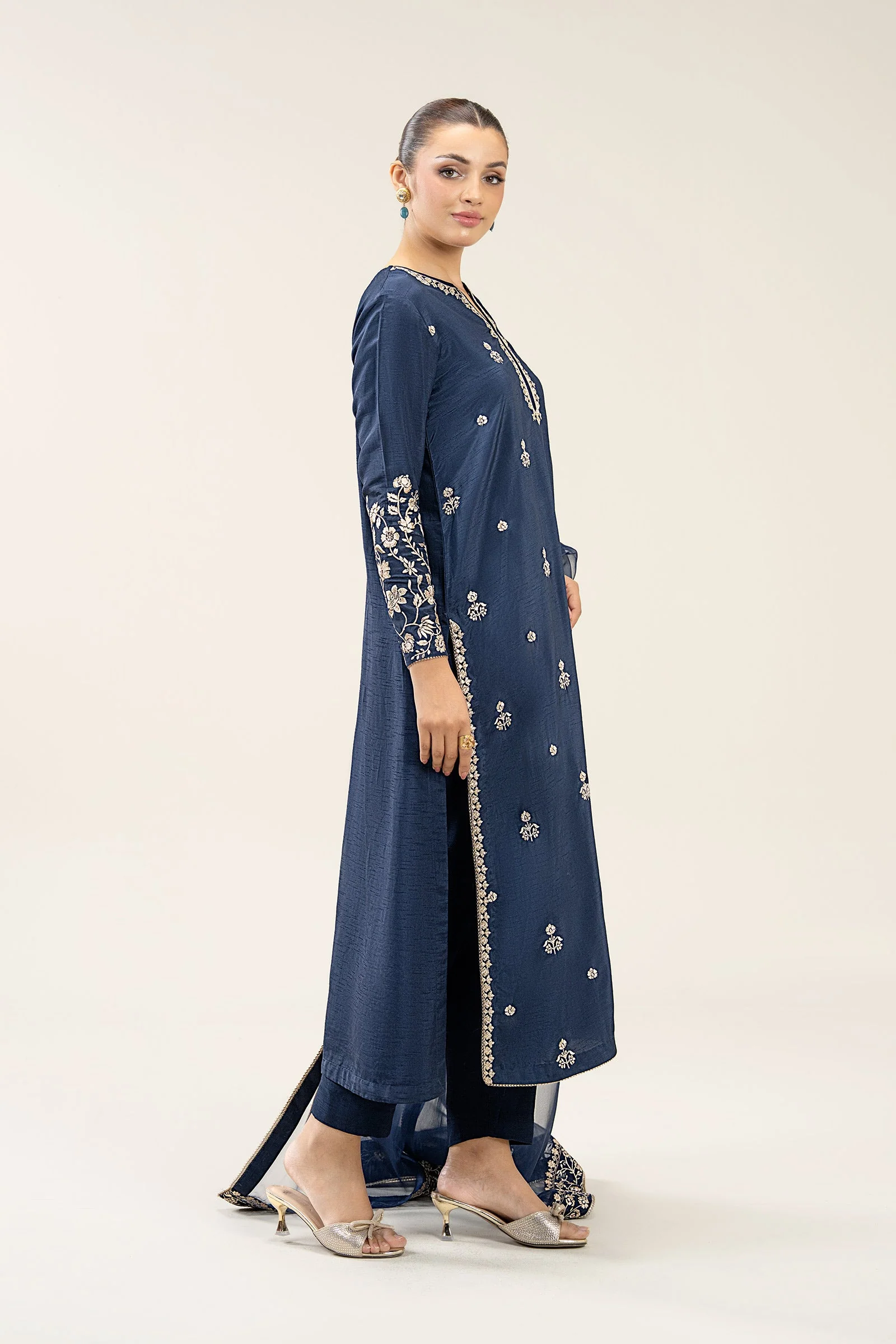 2 Pc Embroidered Bamberg Raw Silk Suit - Image 5