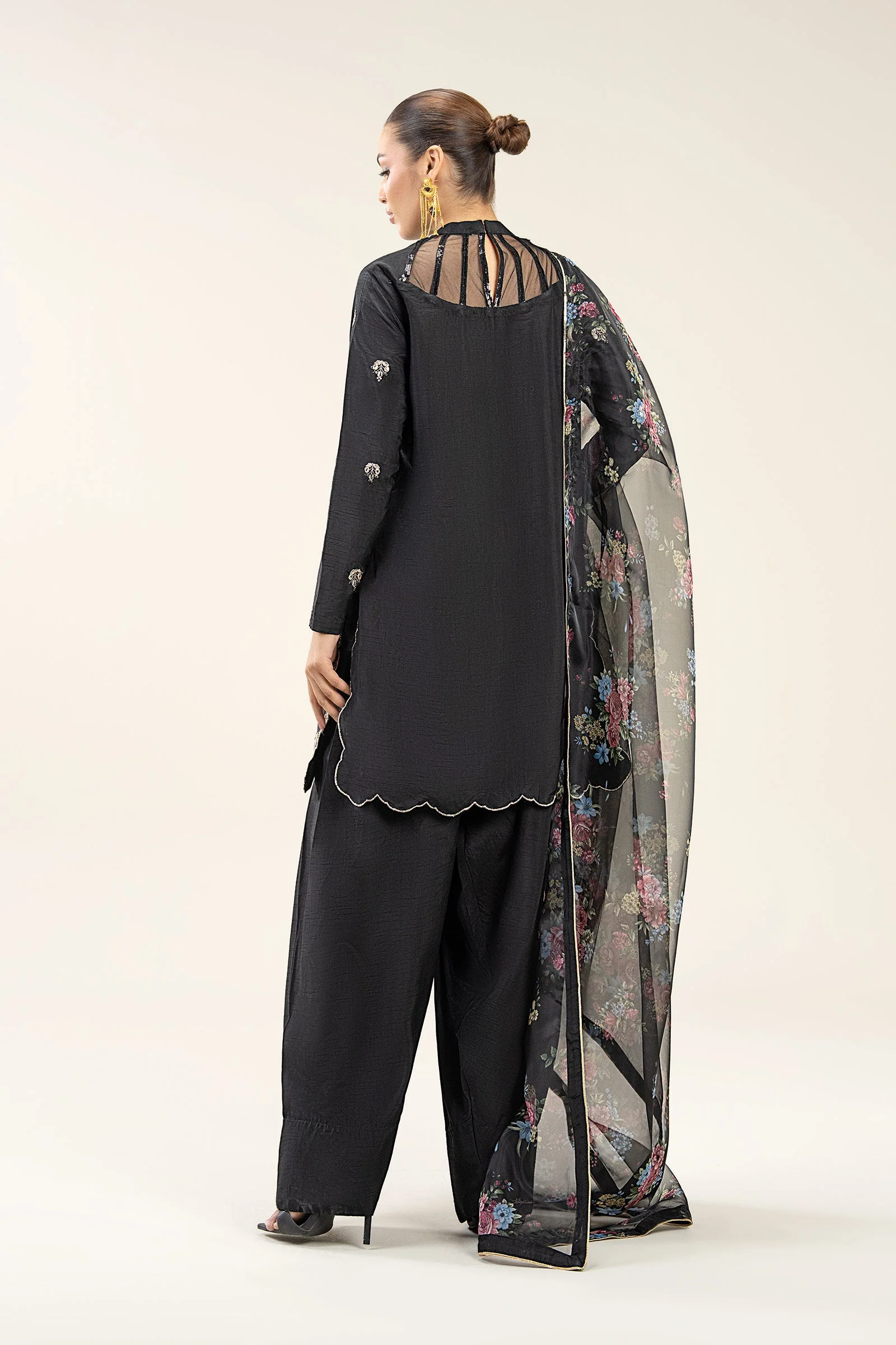 3 Pc Embroidered Bamberg Raw Silk Suit - Image 6