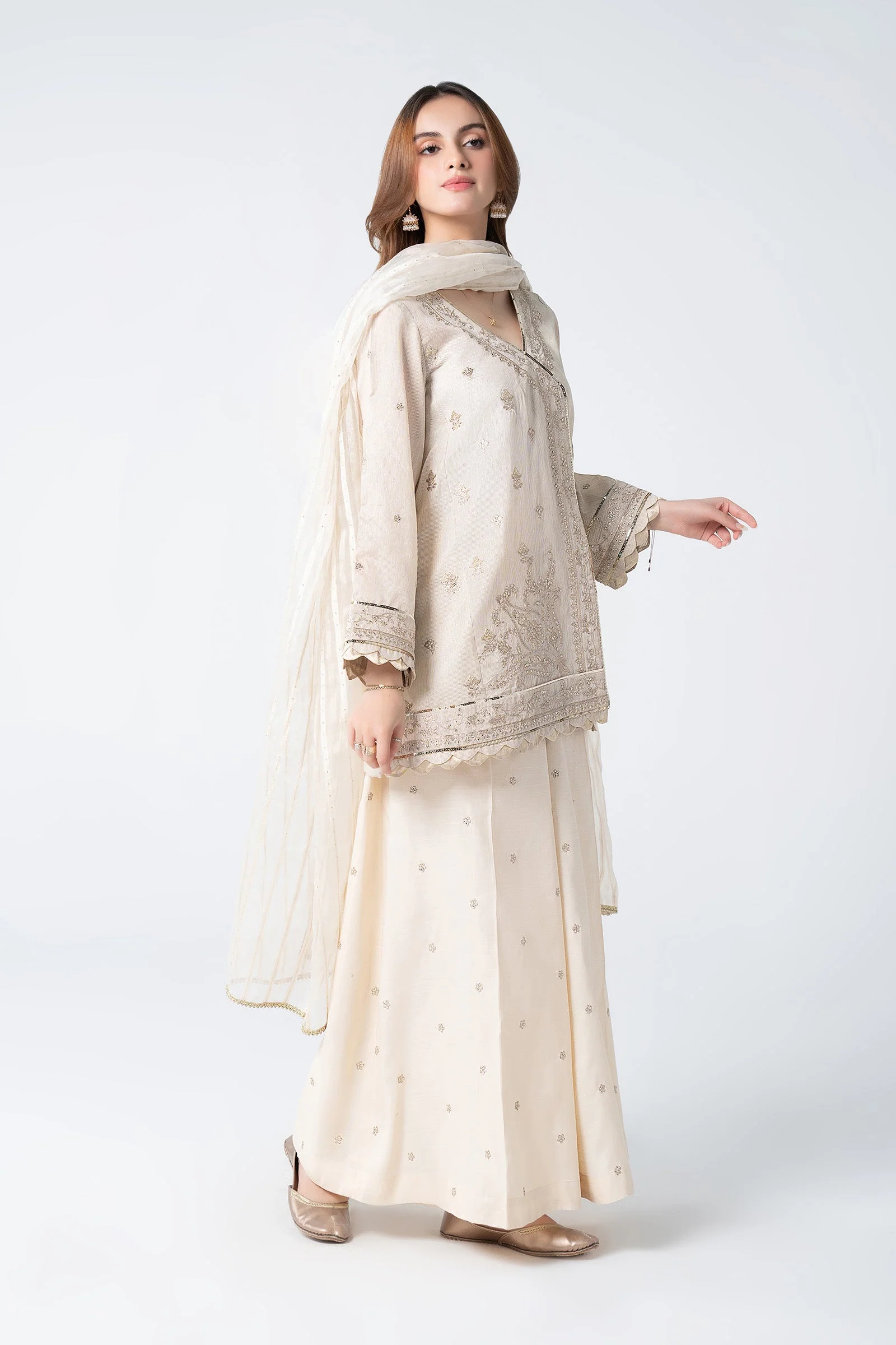 3 Pc Embroidered Lurex Organza Suit - Image 6