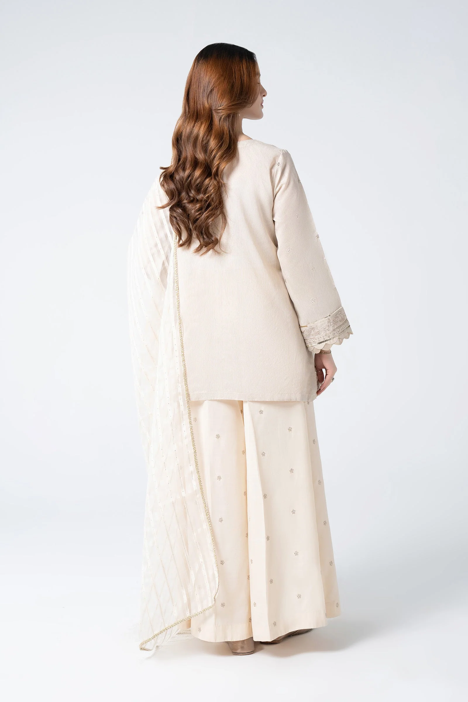 3 Pc Embroidered Lurex Organza Suit - Image 7