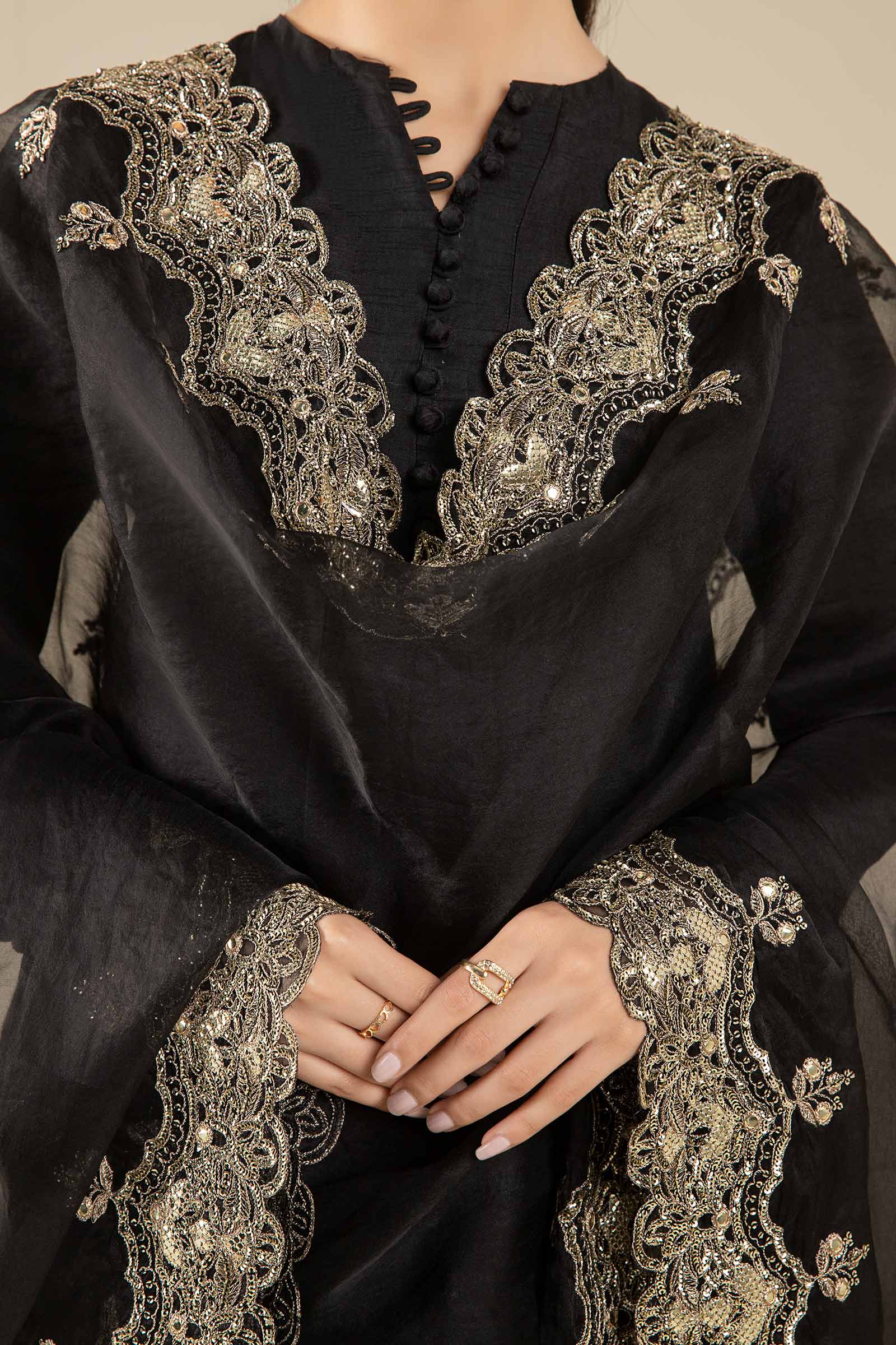 Embroidered Organza Dupatta - Image 2