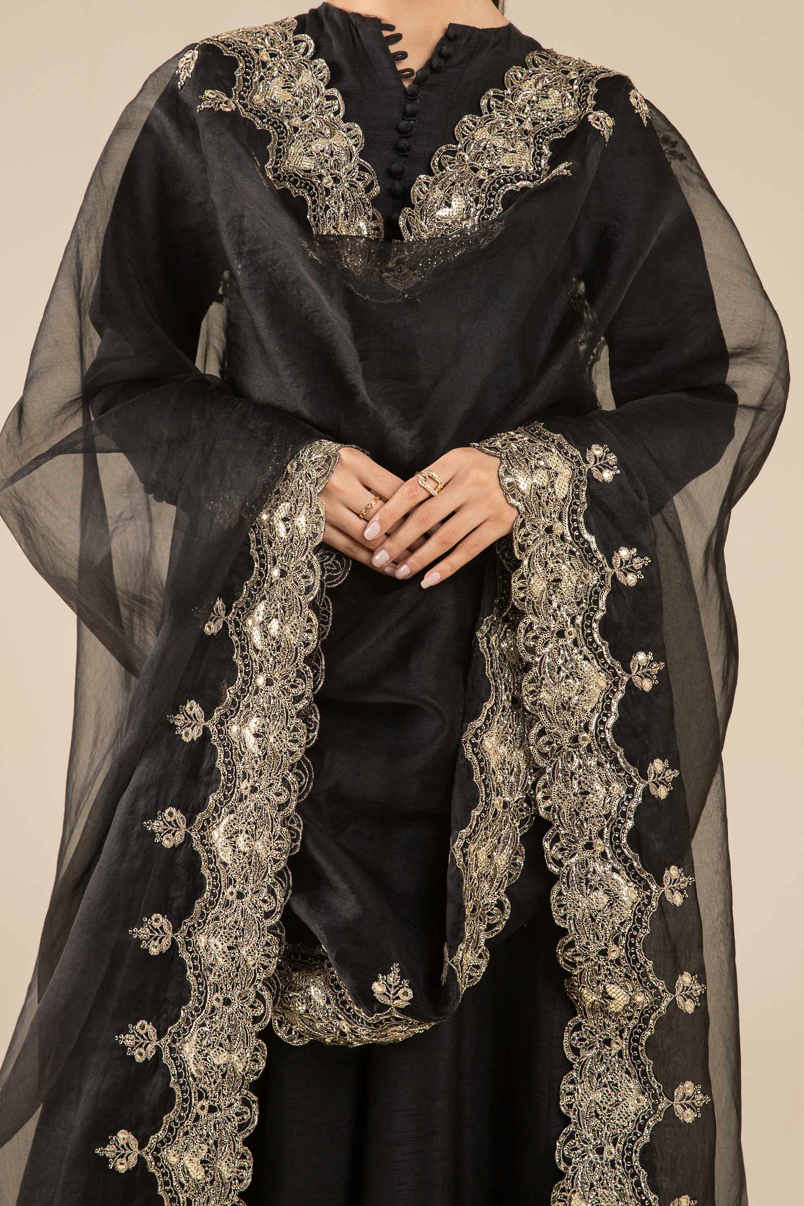 Embroidered Organza Dupatta - Image 3