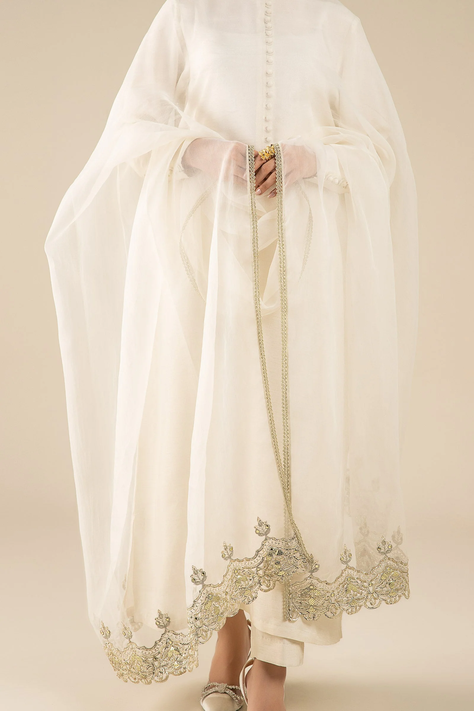 Embroidered Organza Dupatta - Image 2
