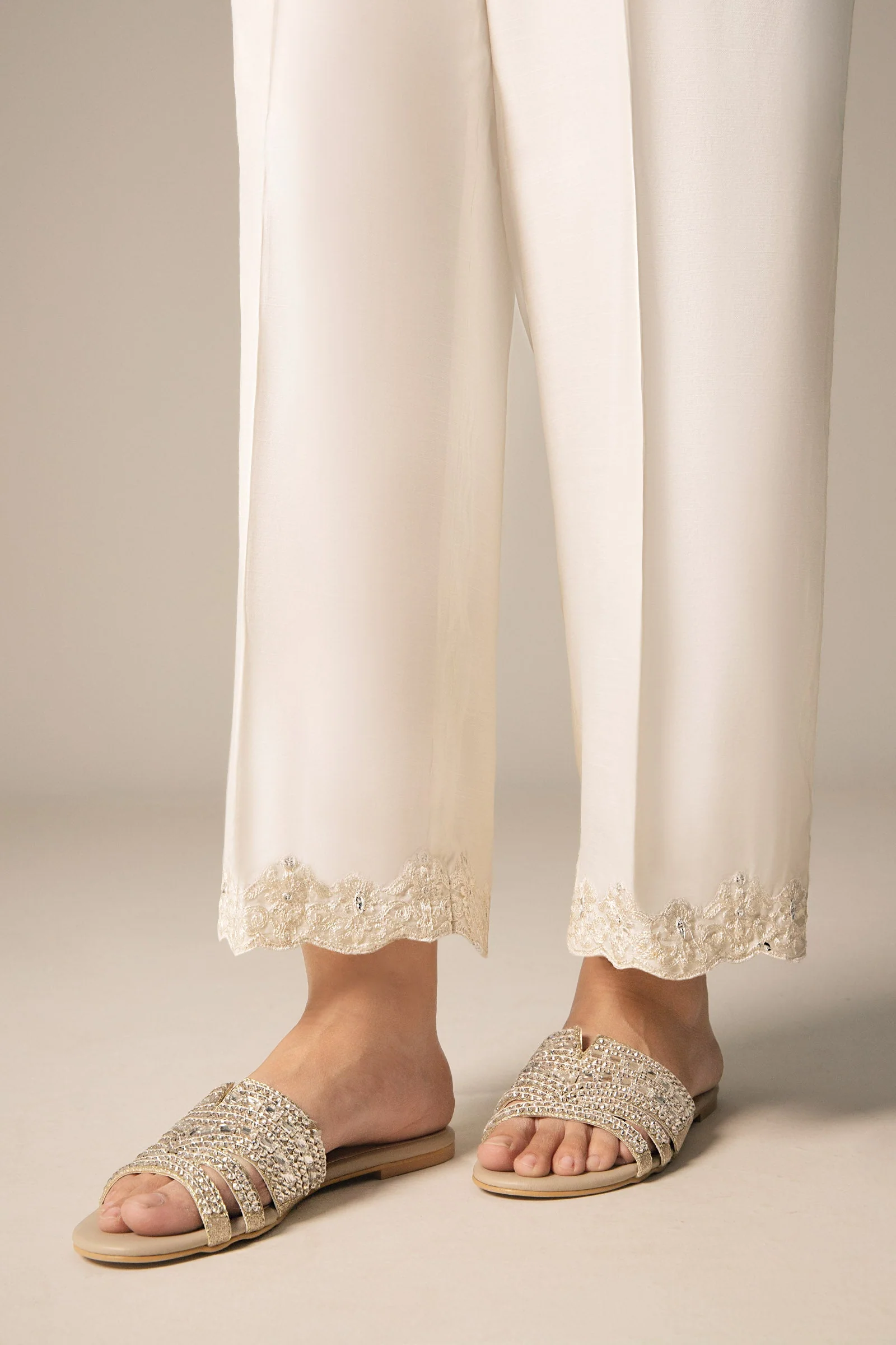 Embroidered Raw Silk Trouser - Image 2