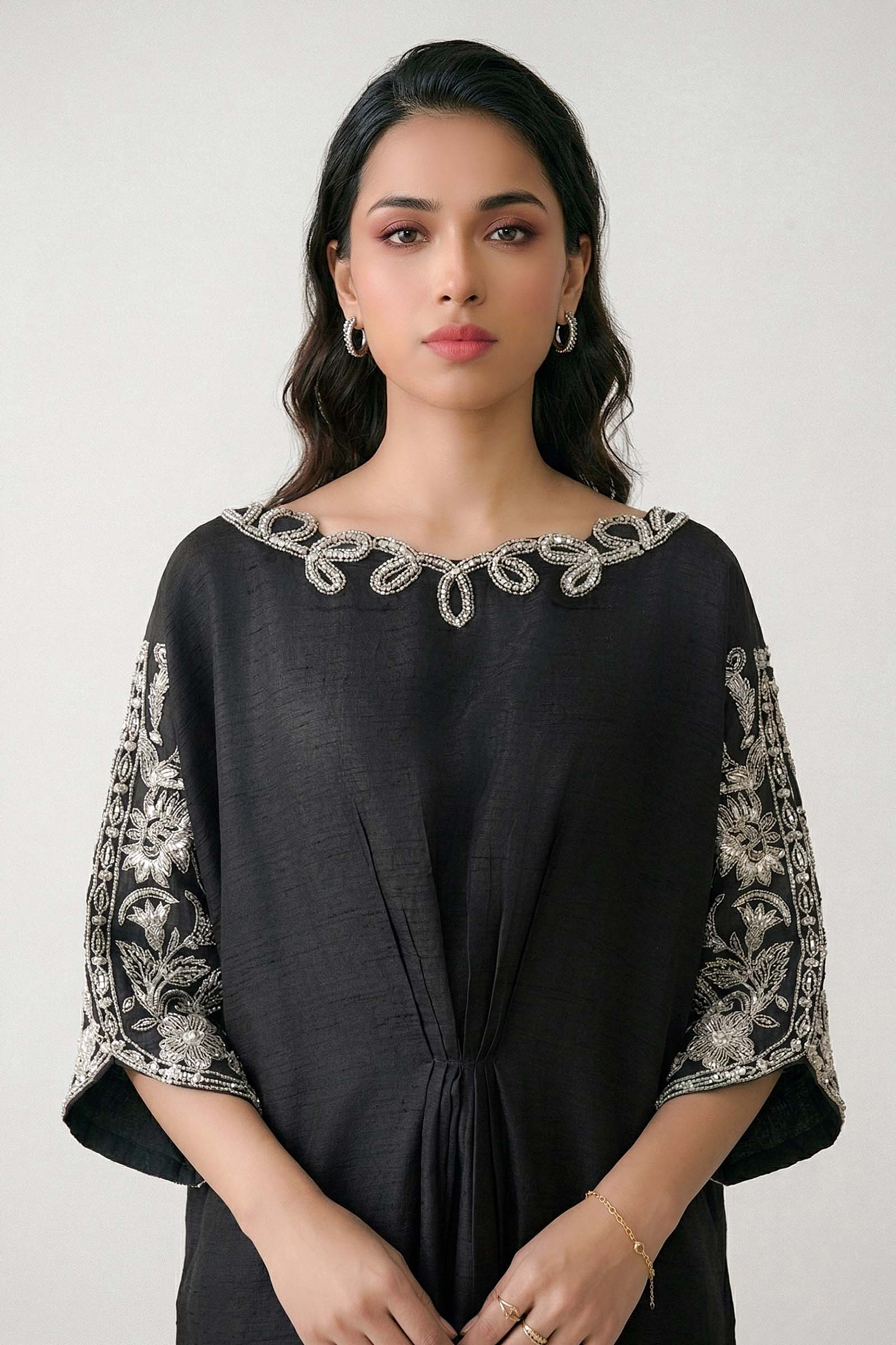 Embroidered Bamberg Raw Silk Kaftan - Image 3