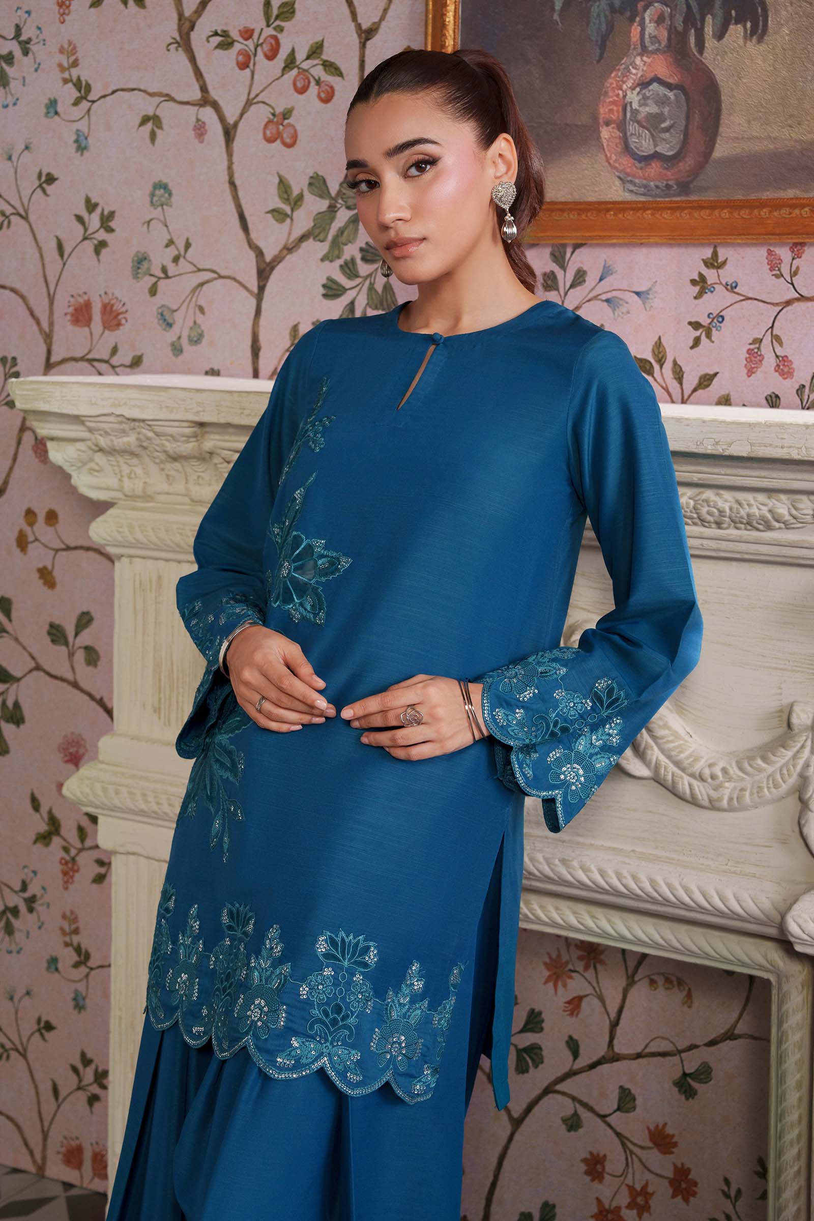 2 Pc Embroidered Raw Silk Suit - Image 3