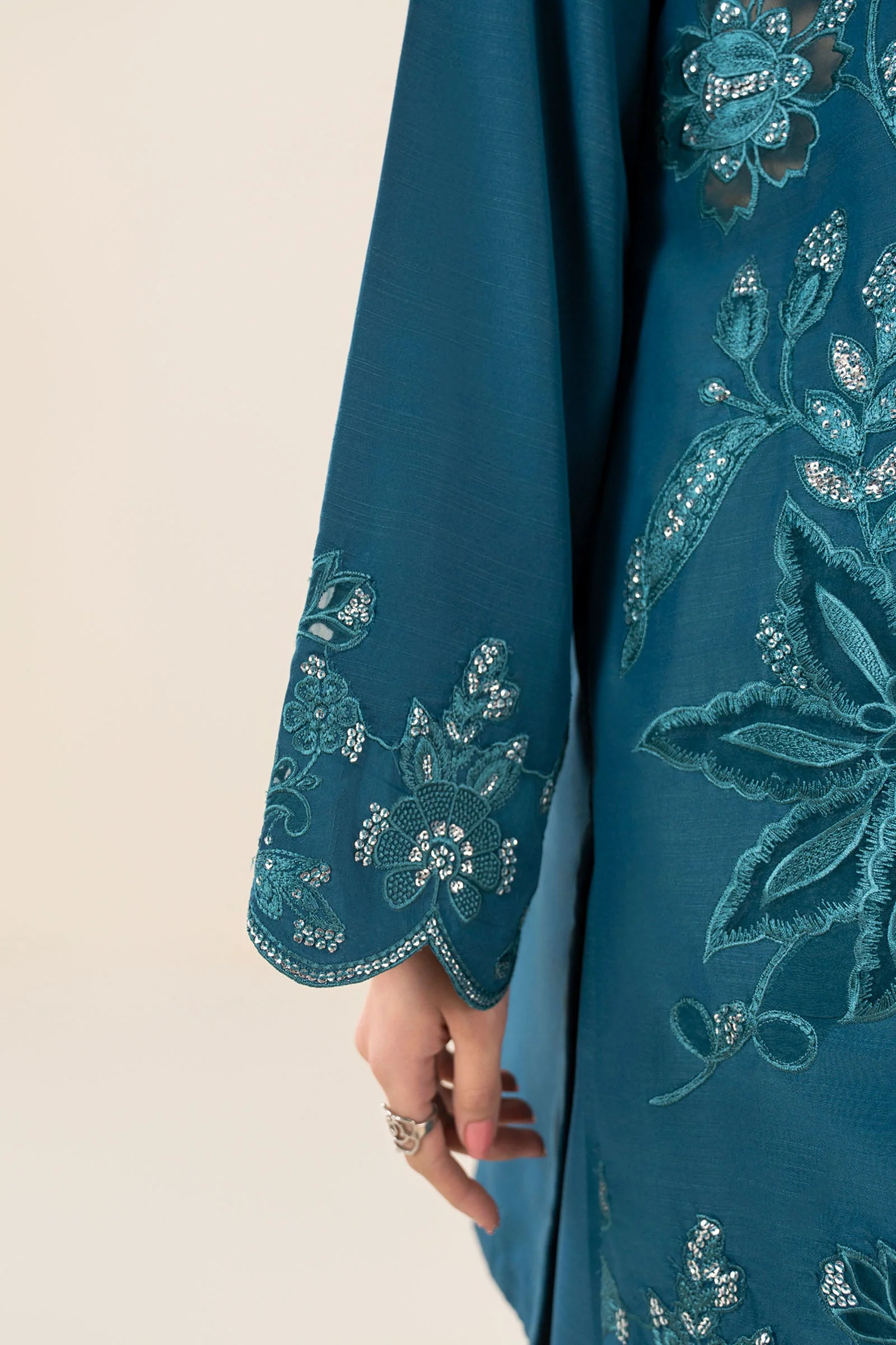 2 Pc Embroidered Raw Silk Suit - Image 7
