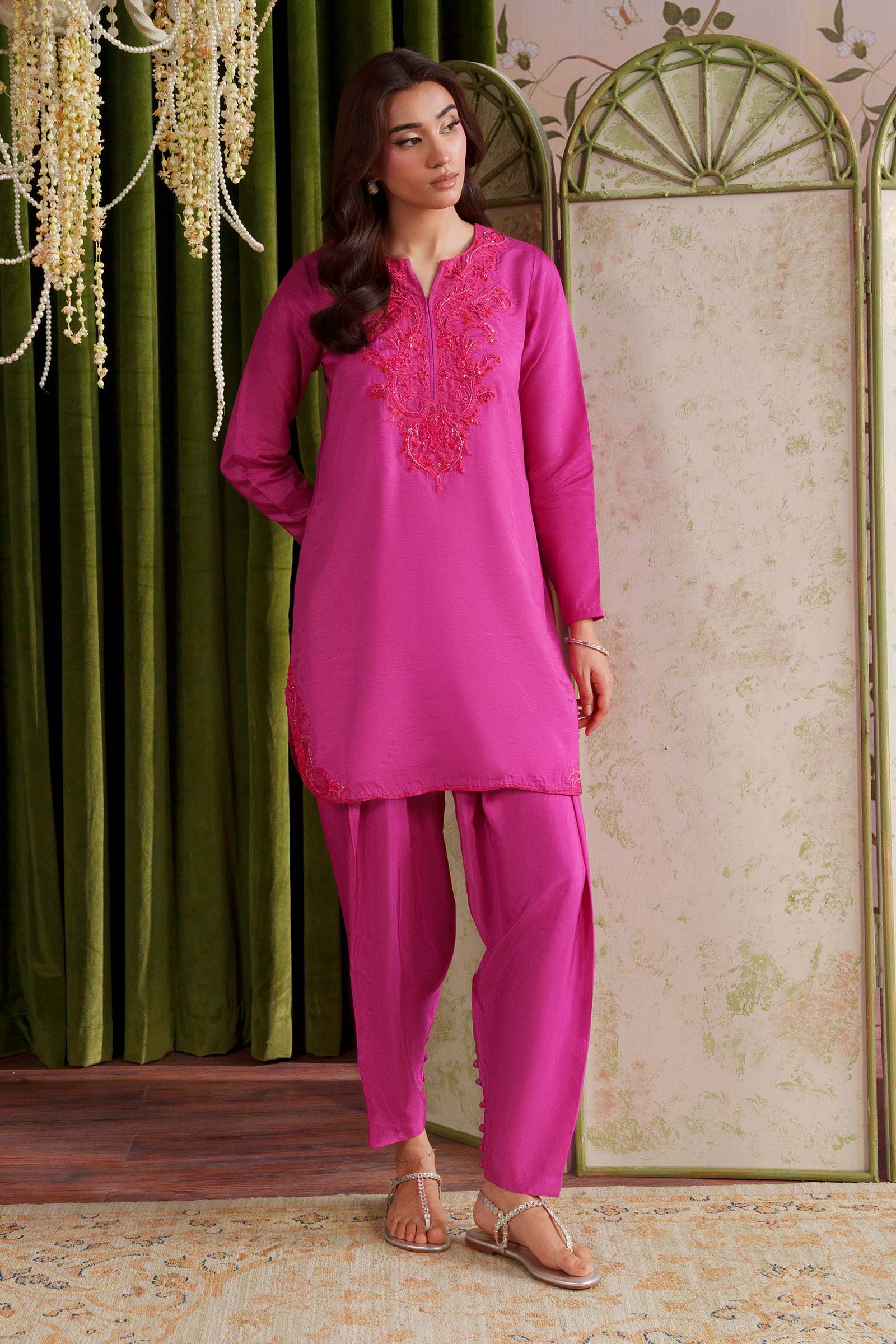 2 Pc Embellished Rawsilk Suit - Image 3