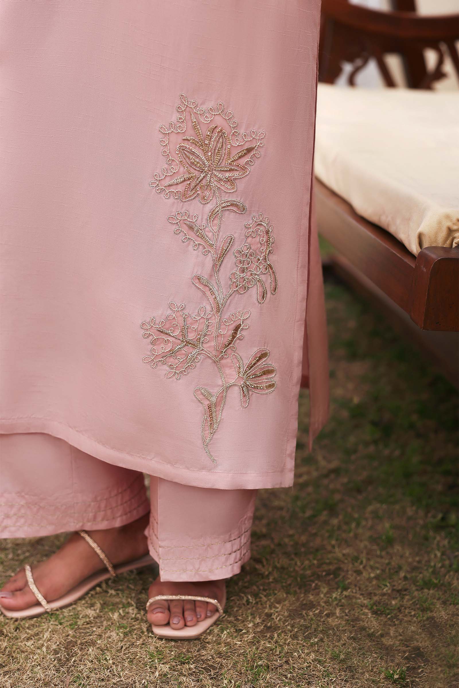 2 Pc Embroidered Raw Silk Suit - Image 5