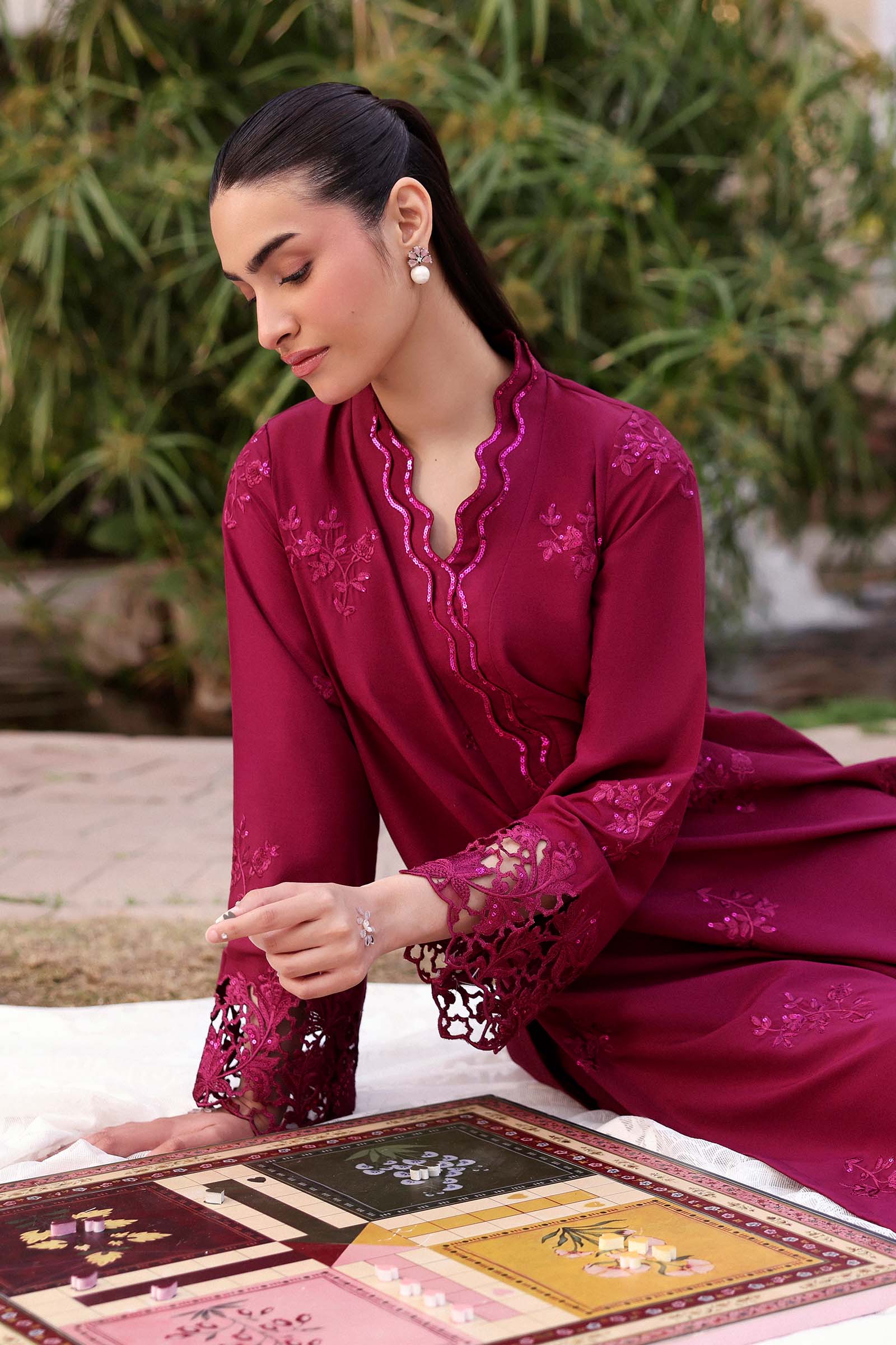 2 Pc Embroidered Bamberg Raw Silk Suit - Image 4