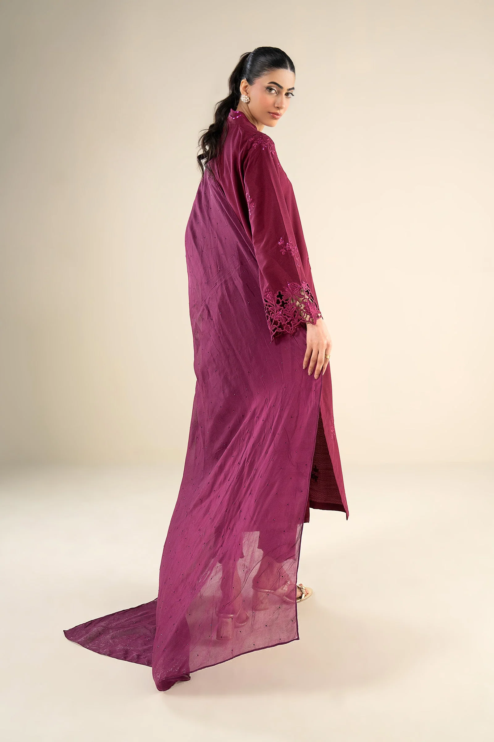 Embellished Apple Silk Dupatta - Image 4