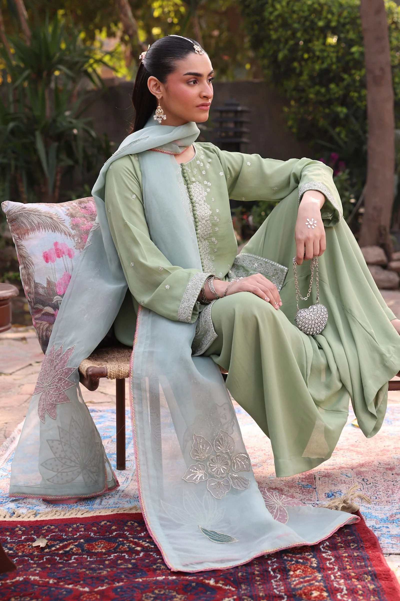 2 Pc Embroidered Georgette Suit - Image 2