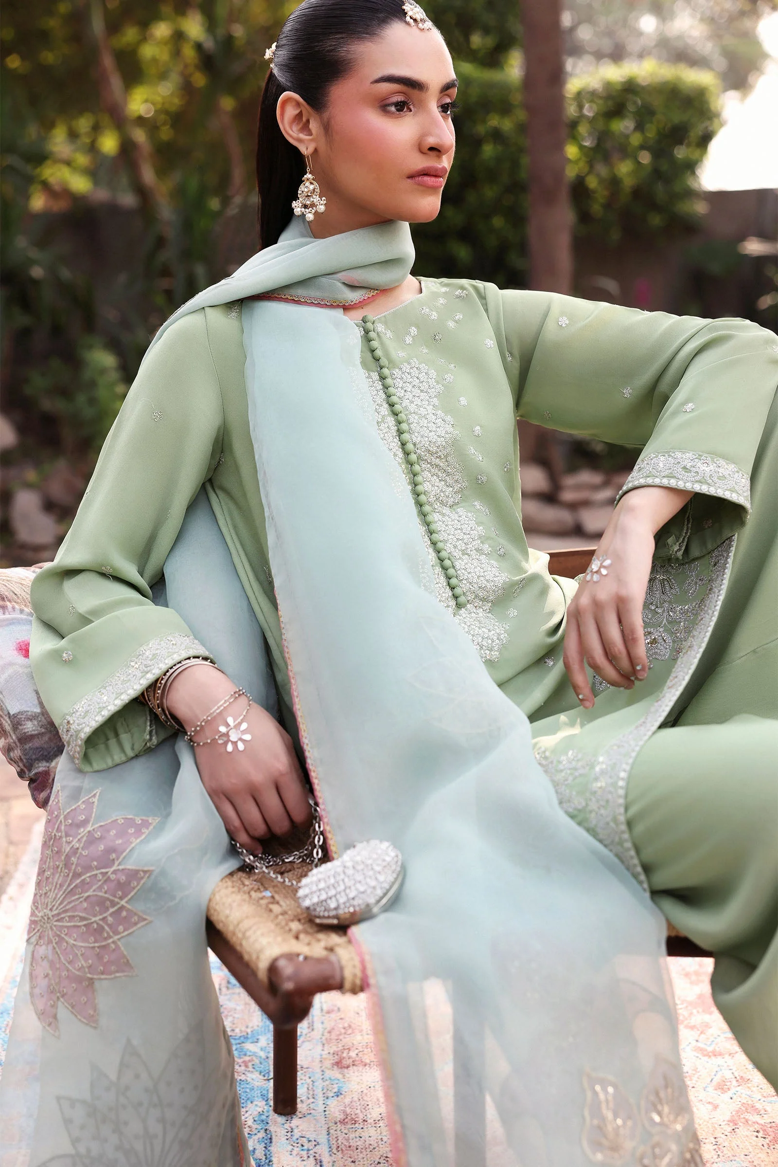 Embroidered Organza Dupatta - Image 2