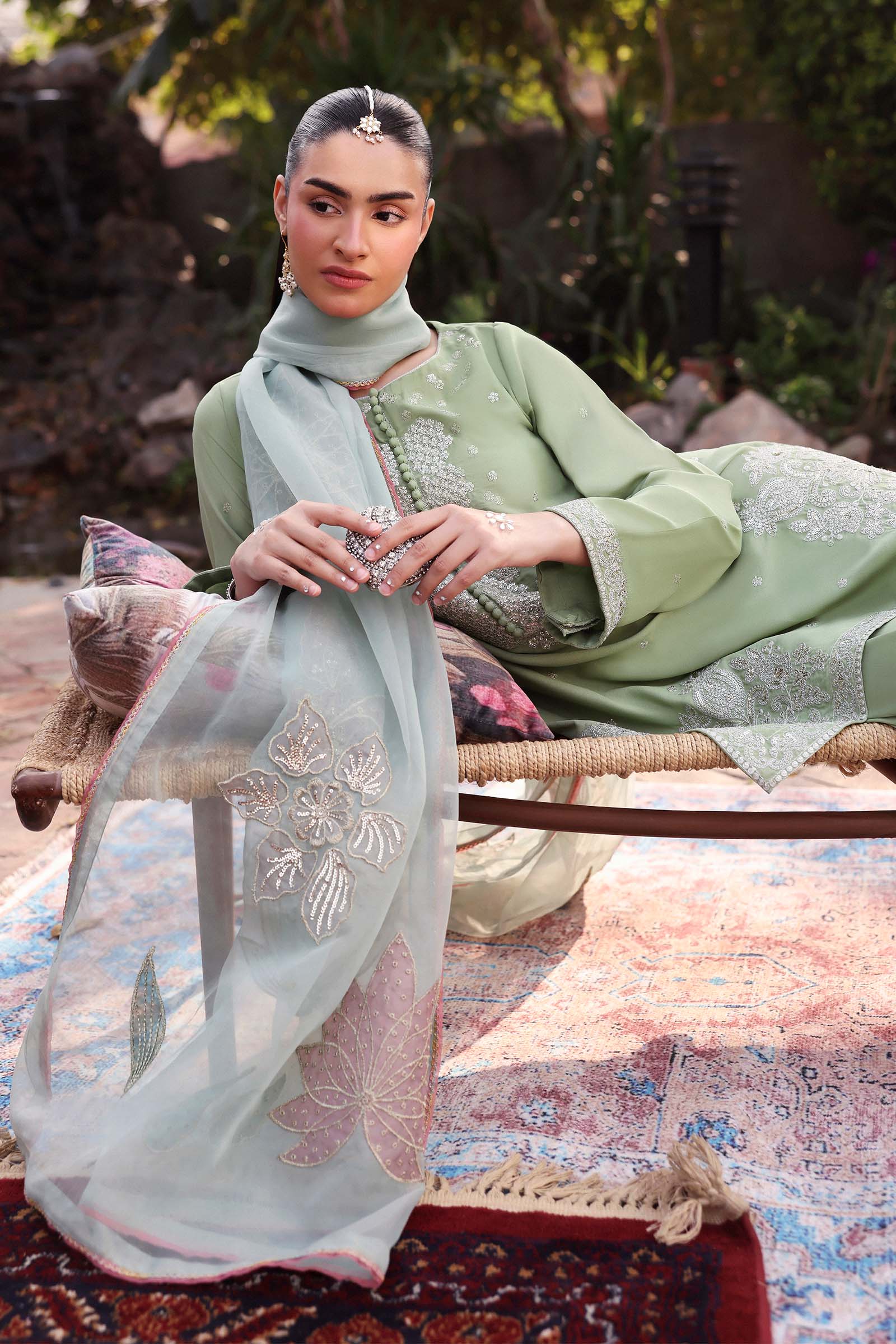 Embroidered Organza Dupatta - Image 3