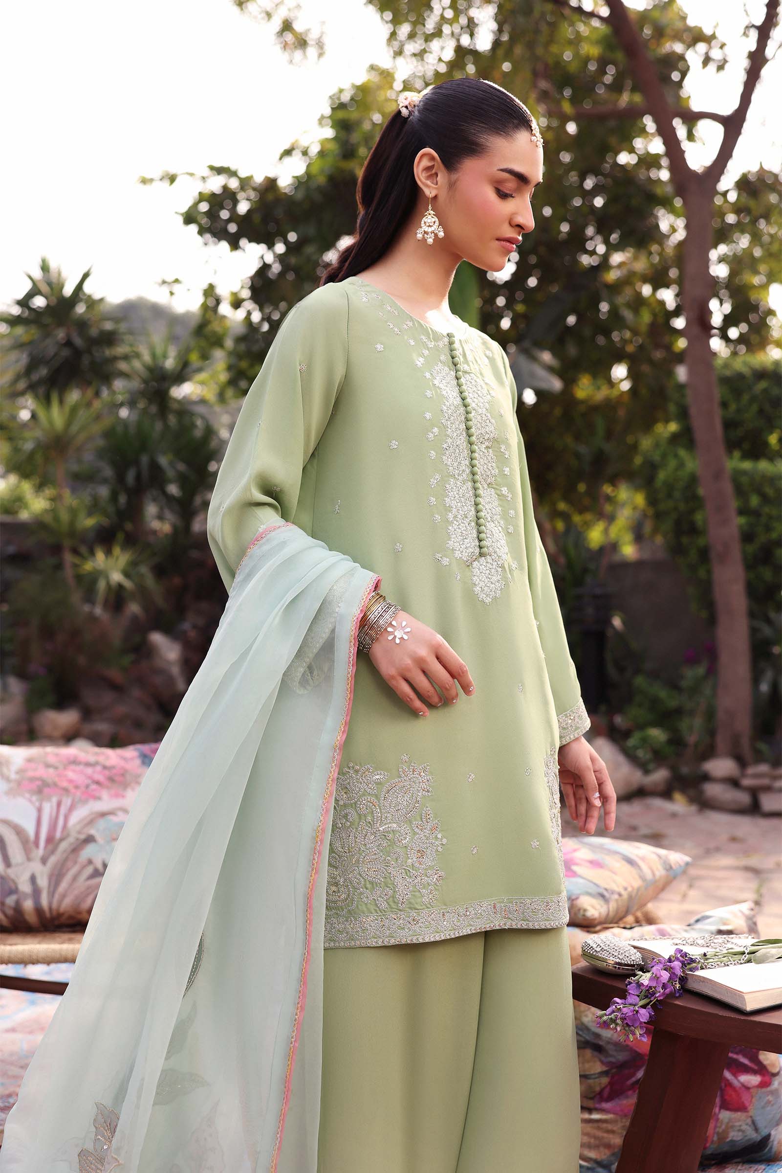 Embroidered Organza Dupatta - Image 4