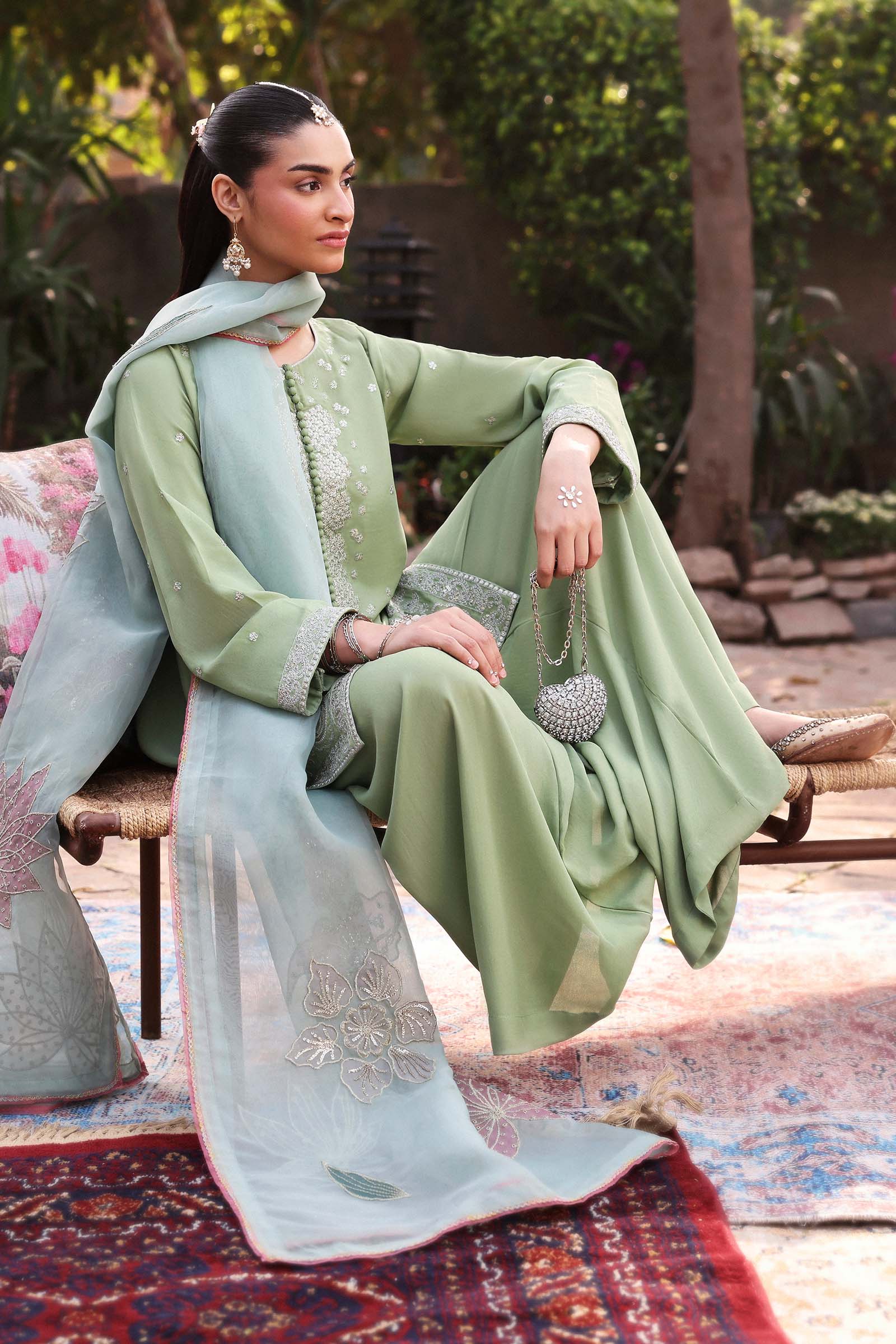 Embroidered Organza Dupatta - Image 5