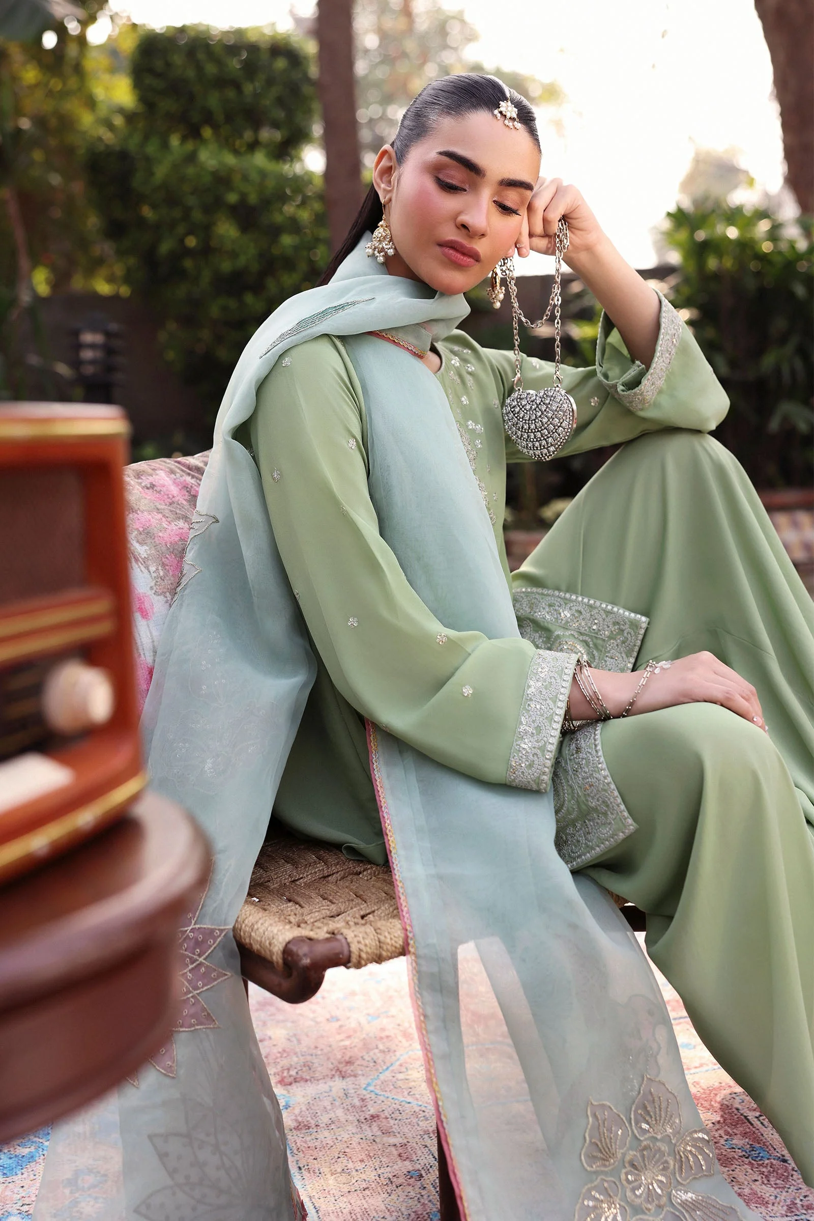 Embroidered Organza Dupatta - Image 6