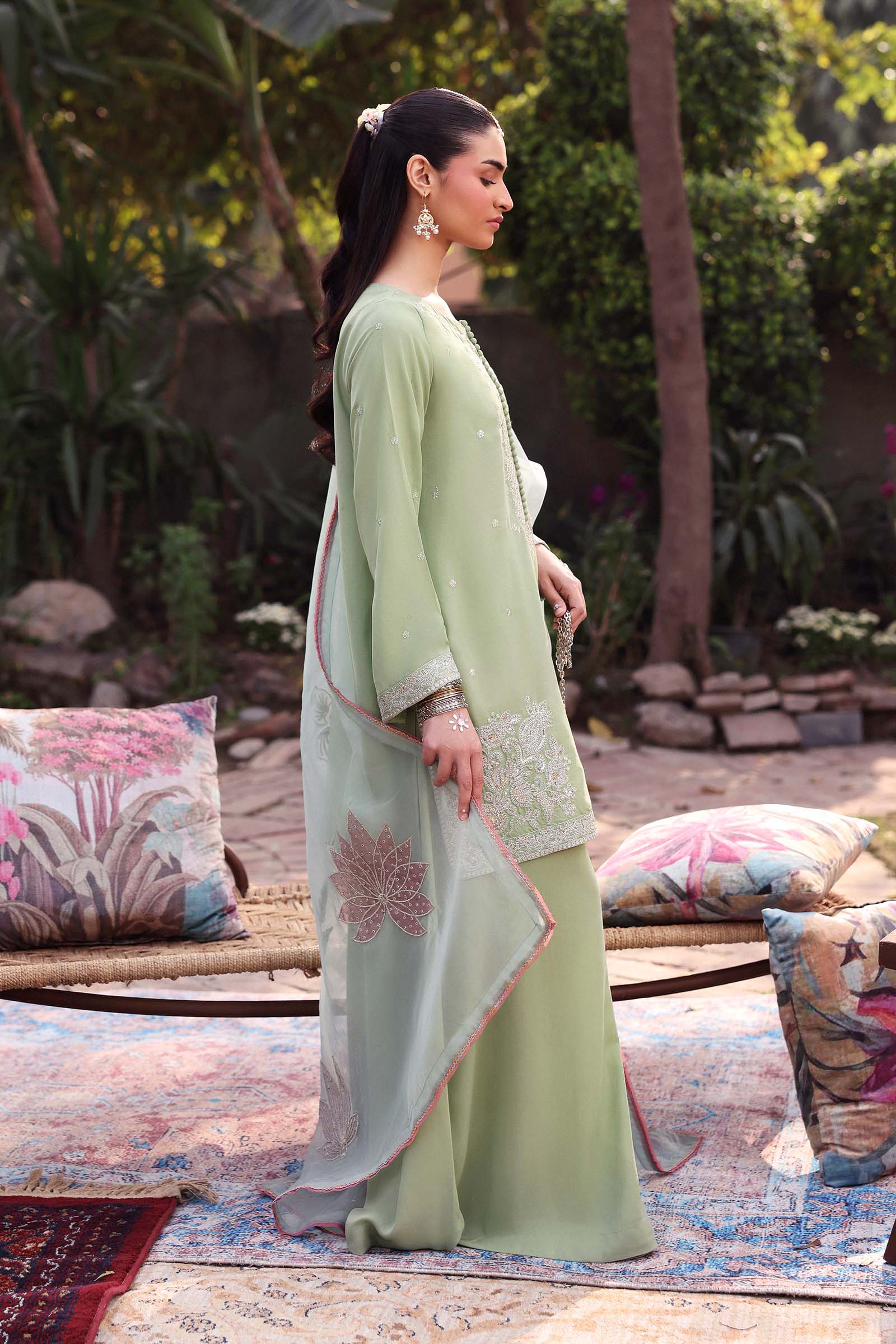 Embroidered Organza Dupatta - Image 9