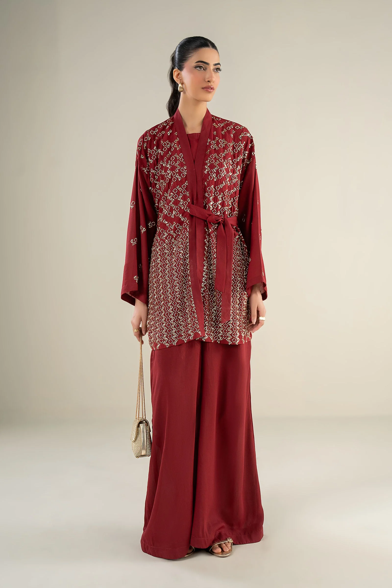 2 Pc Embellished Grainy Georgette Suit