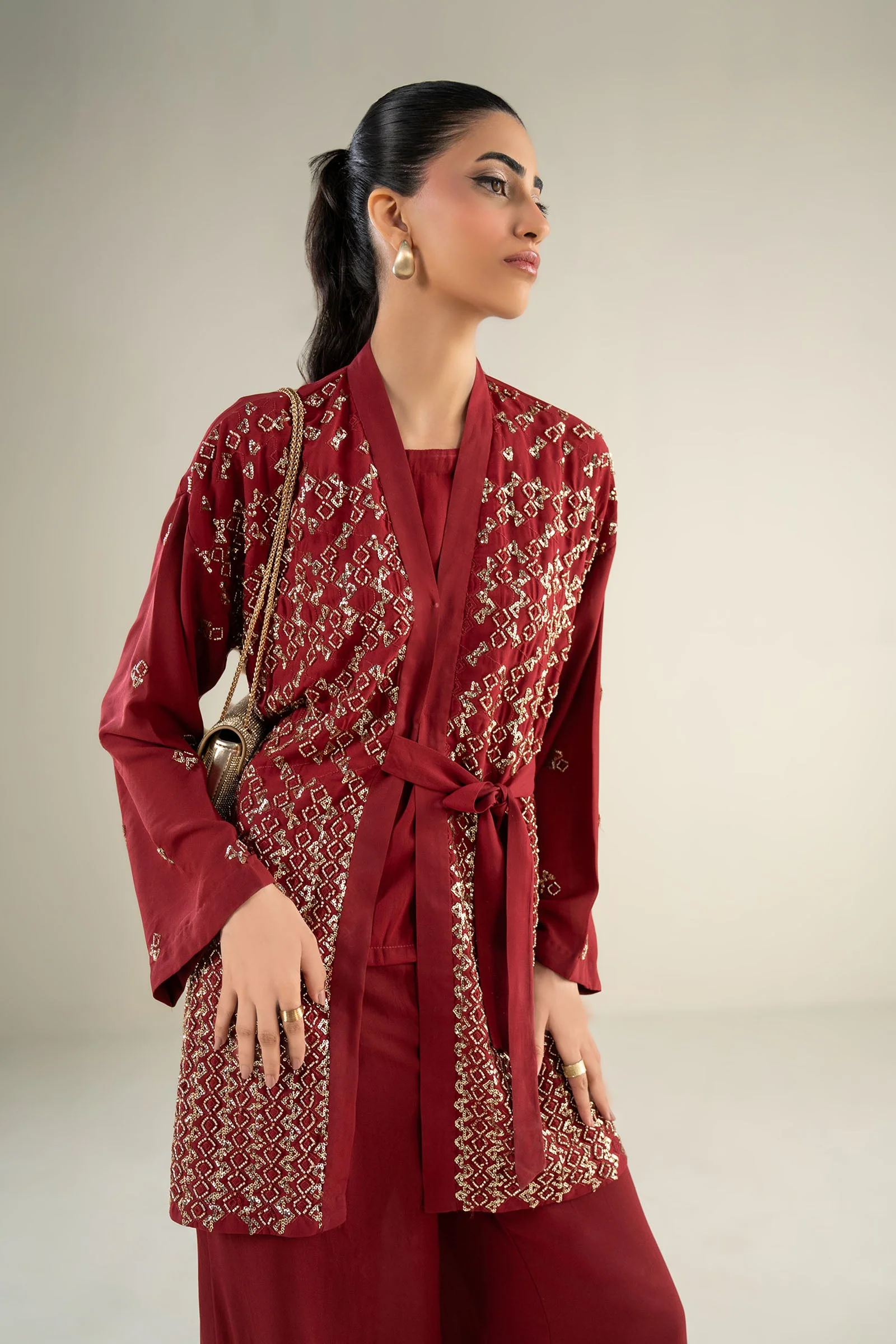 2 Pc Embellished Grainy Georgette Suit - Image 2