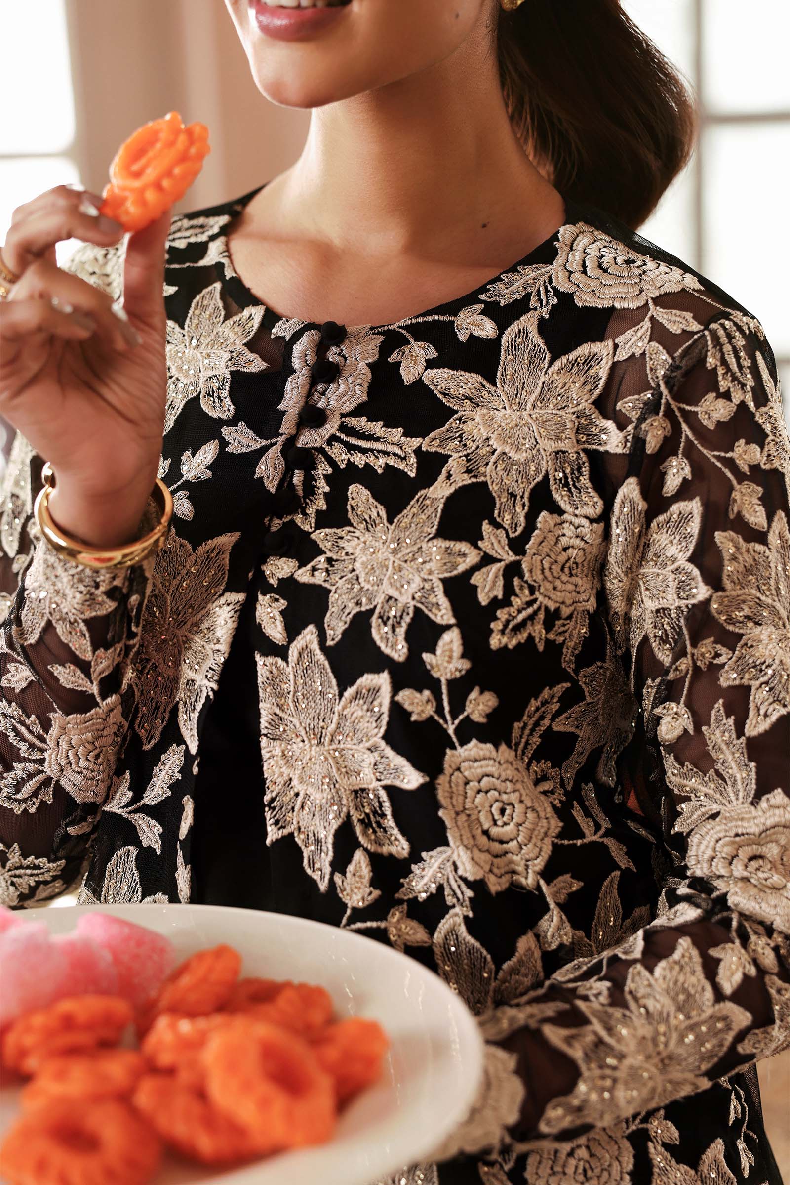 2 Pc Embroidered Net Suit - Image 5
