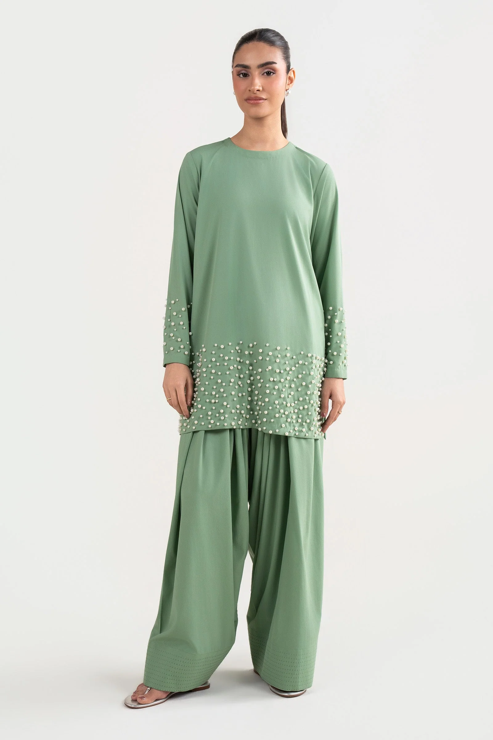 2 Pc Embellished Swiss Lawn Suit