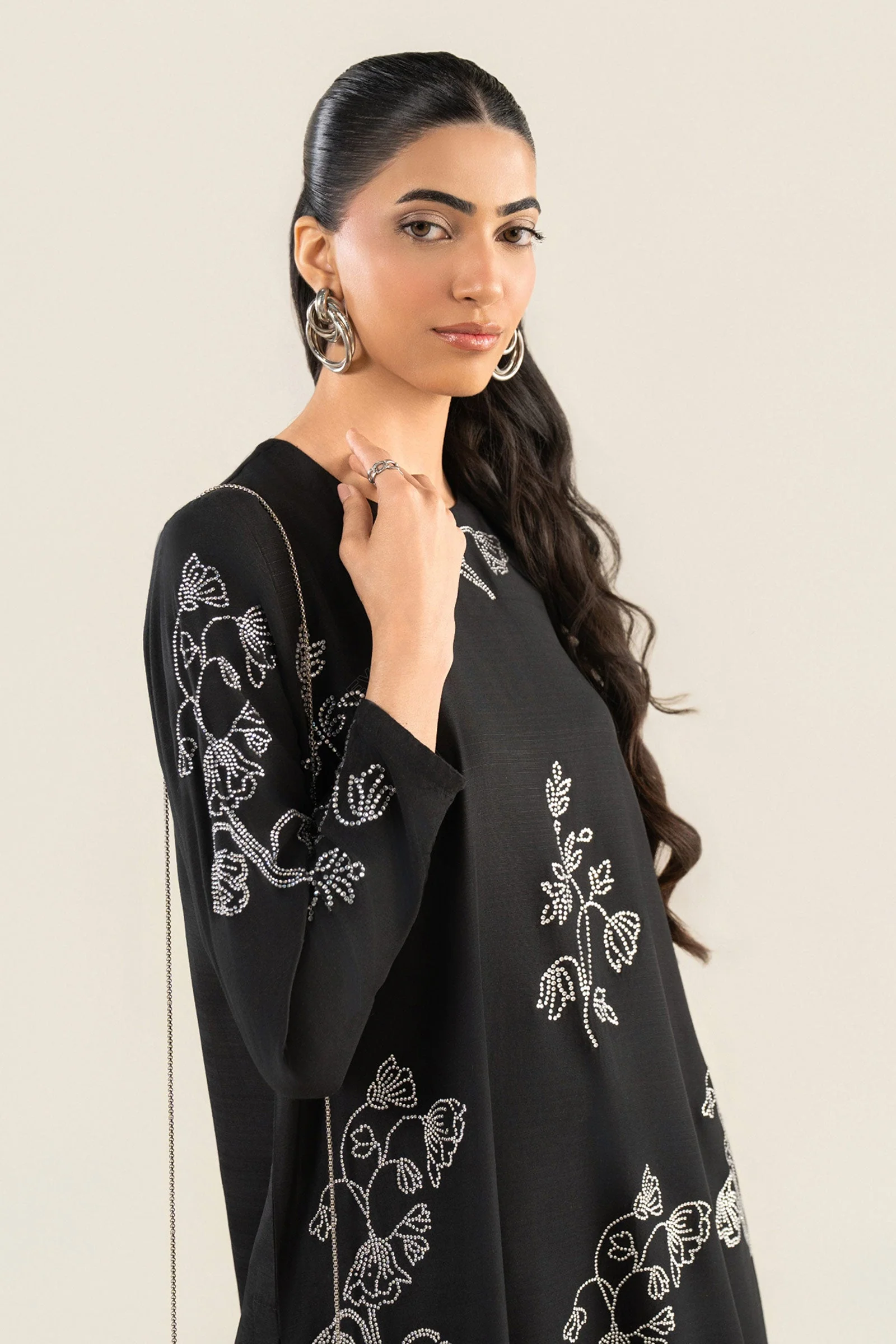 2 Pc Embellished Crepe Suit - Image 3