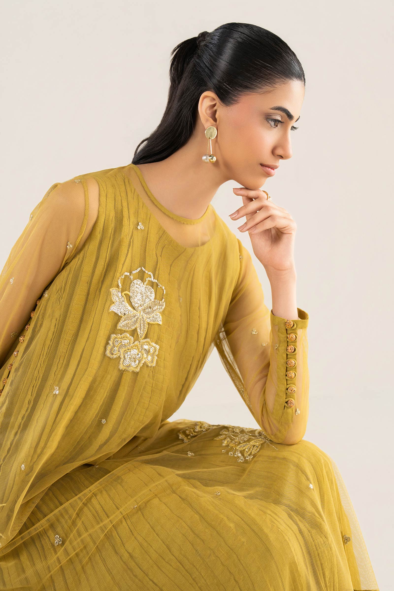 2 Pc Embroidered Net Suit - Image 2