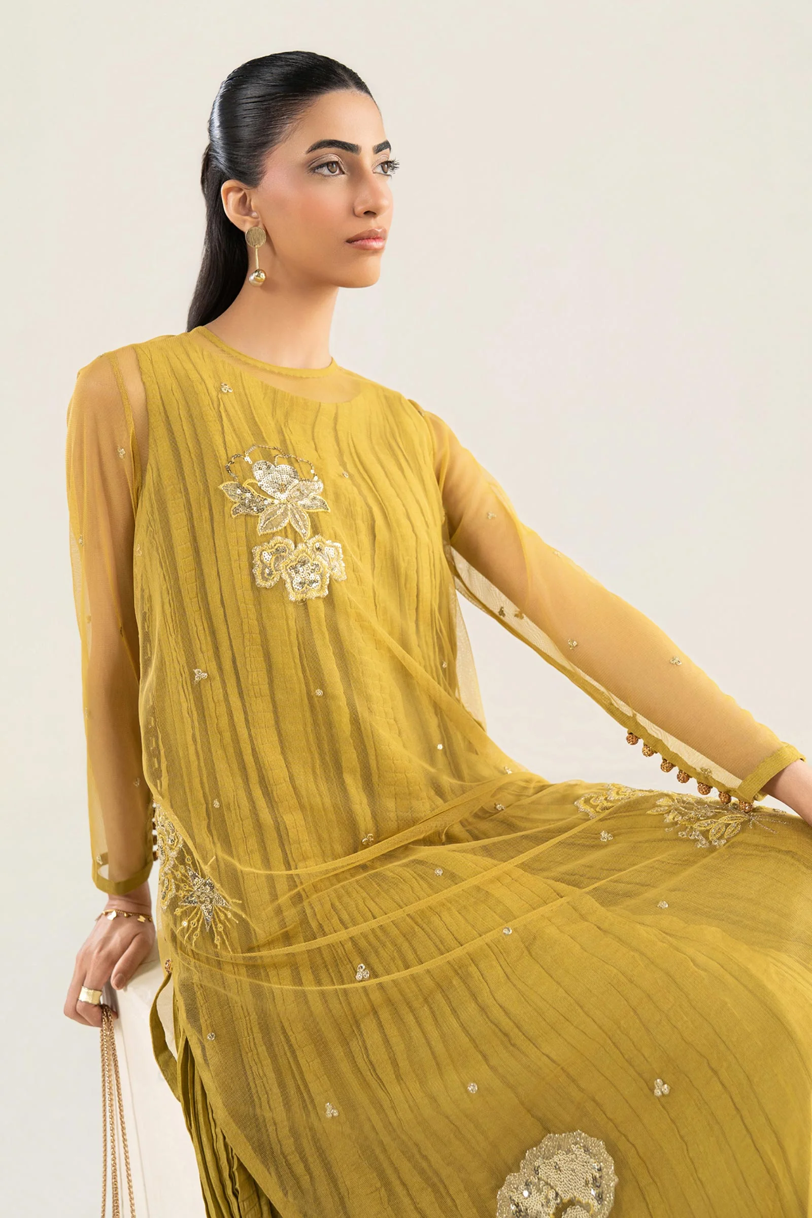 2 Pc Embroidered Net Suit - Image 5