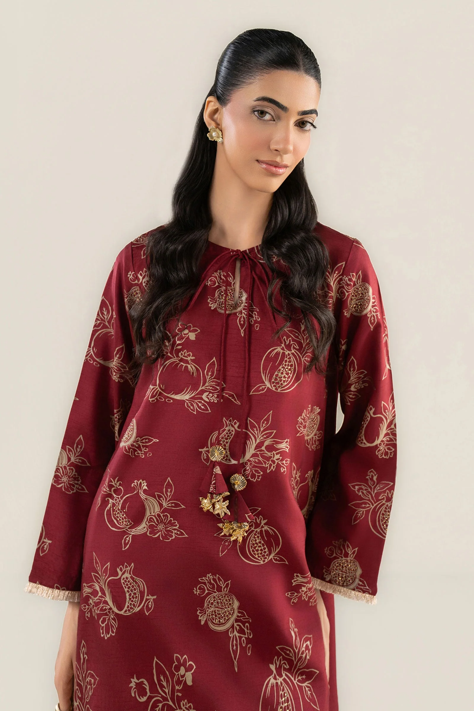 2 Pc Embellished Raw Silk Suit - Image 2