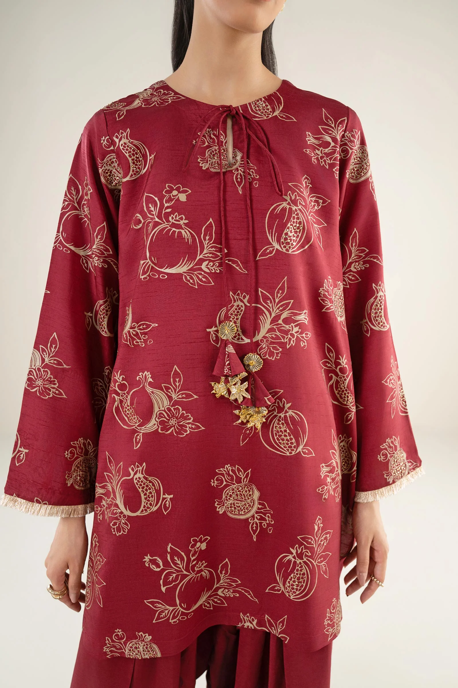 2 Pc Embellished Raw Silk Suit - Image 4
