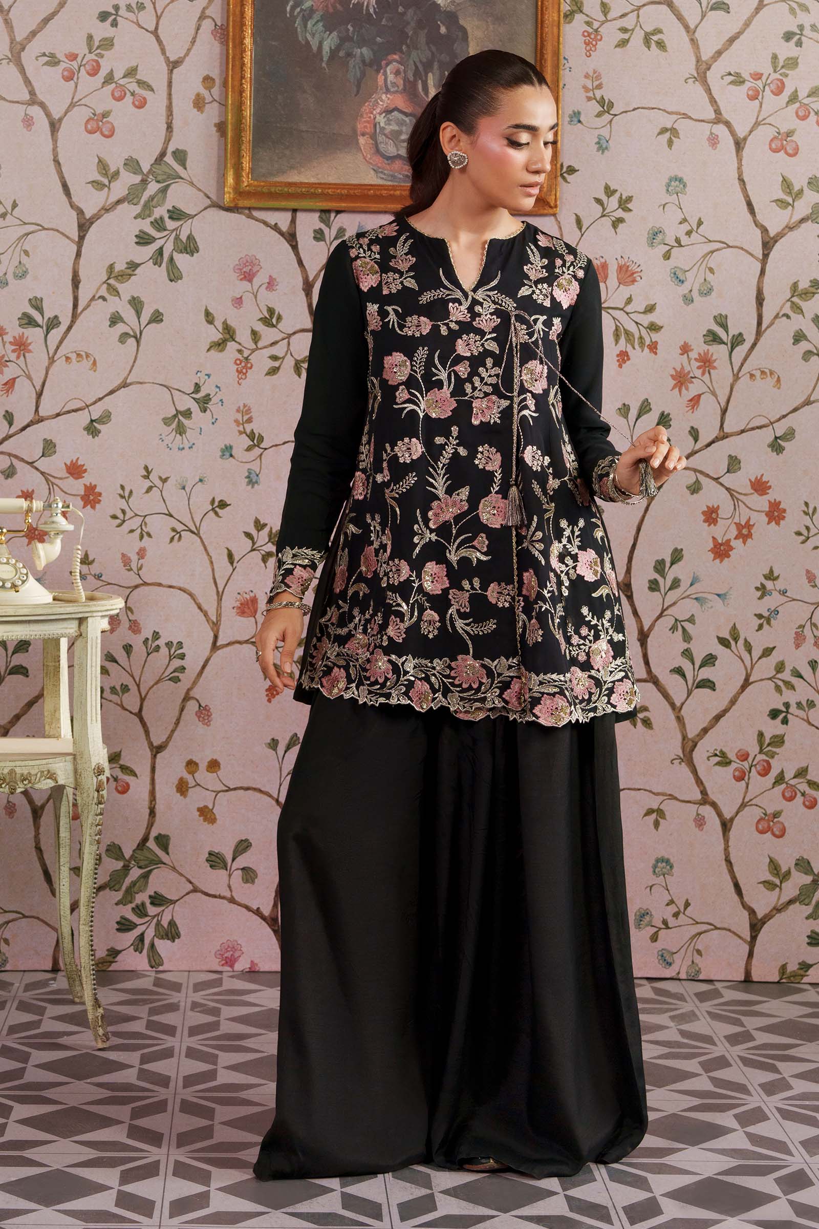 3 Pc Embroidered Georgette Chiffon Suit - Image 3