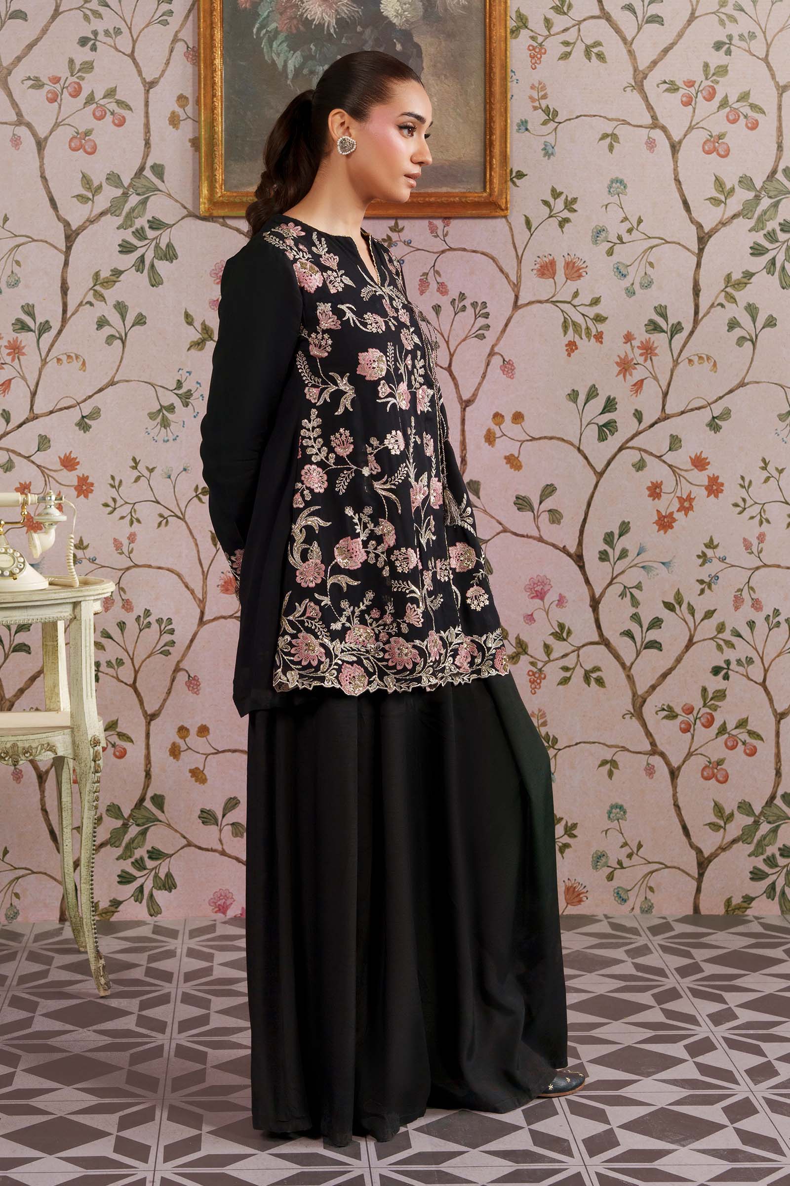 3 Pc Embroidered Georgette Chiffon Suit - Image 6