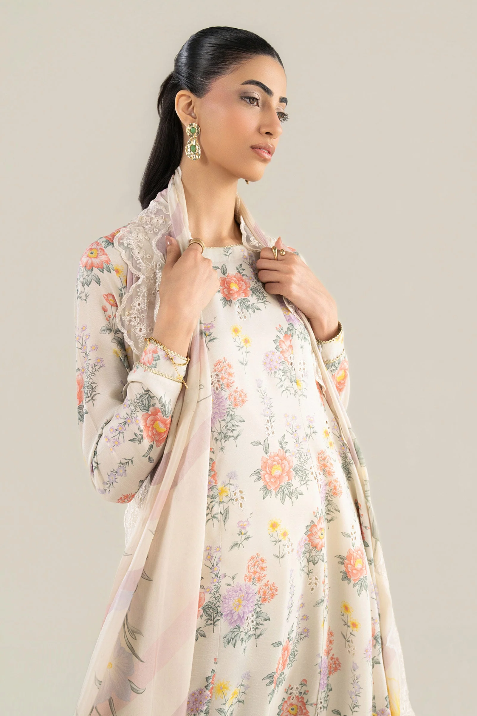2 Pc Embroidered Raw Silk Suit - Image 2