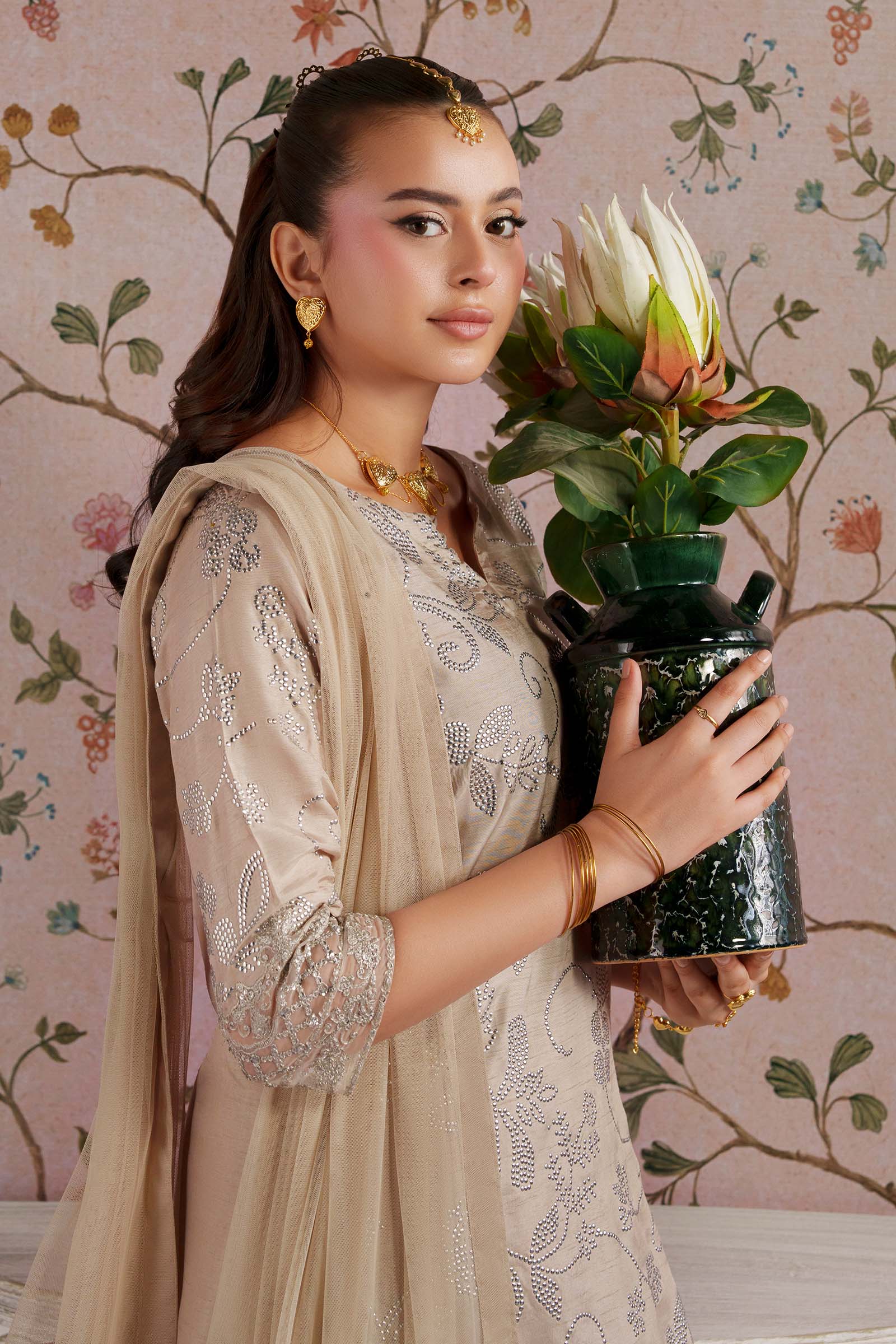 2 Pc Embellished Bamberg Raw Silk Suit - Image 3