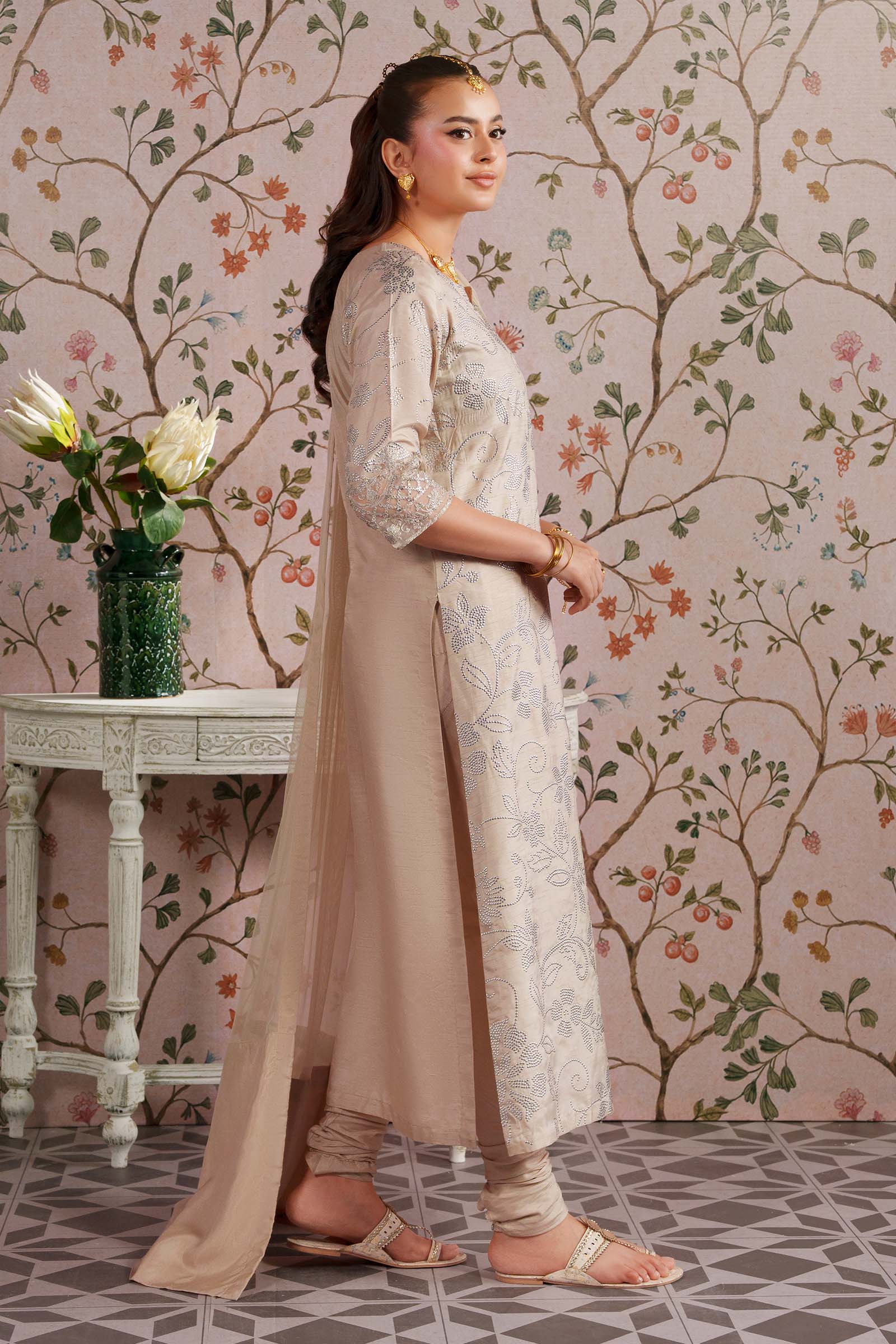 2 Pc Embellished Bamberg Raw Silk Suit - Image 4