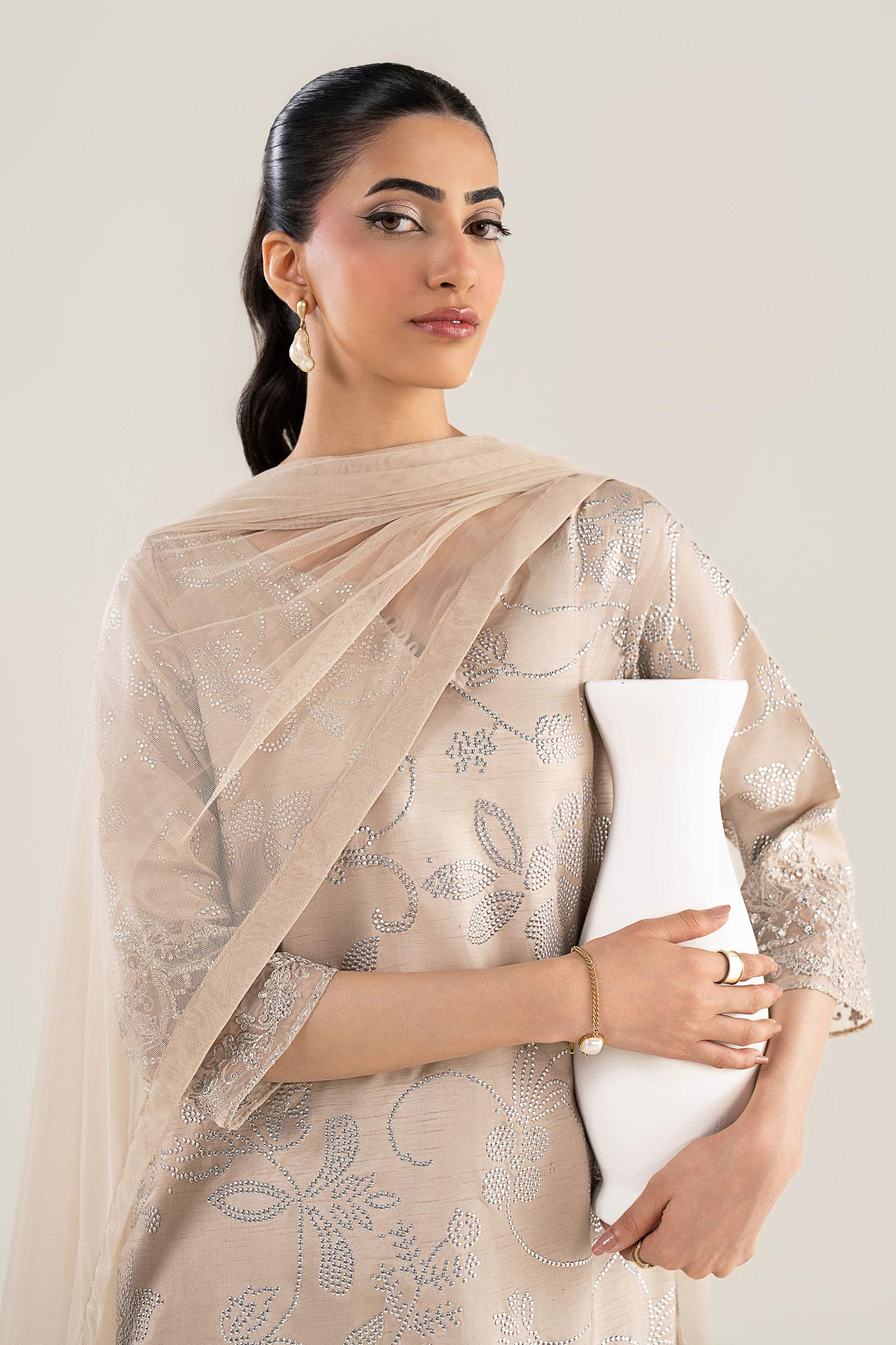 2 Pc Embellished Bamberg Raw Silk Suit - Image 9