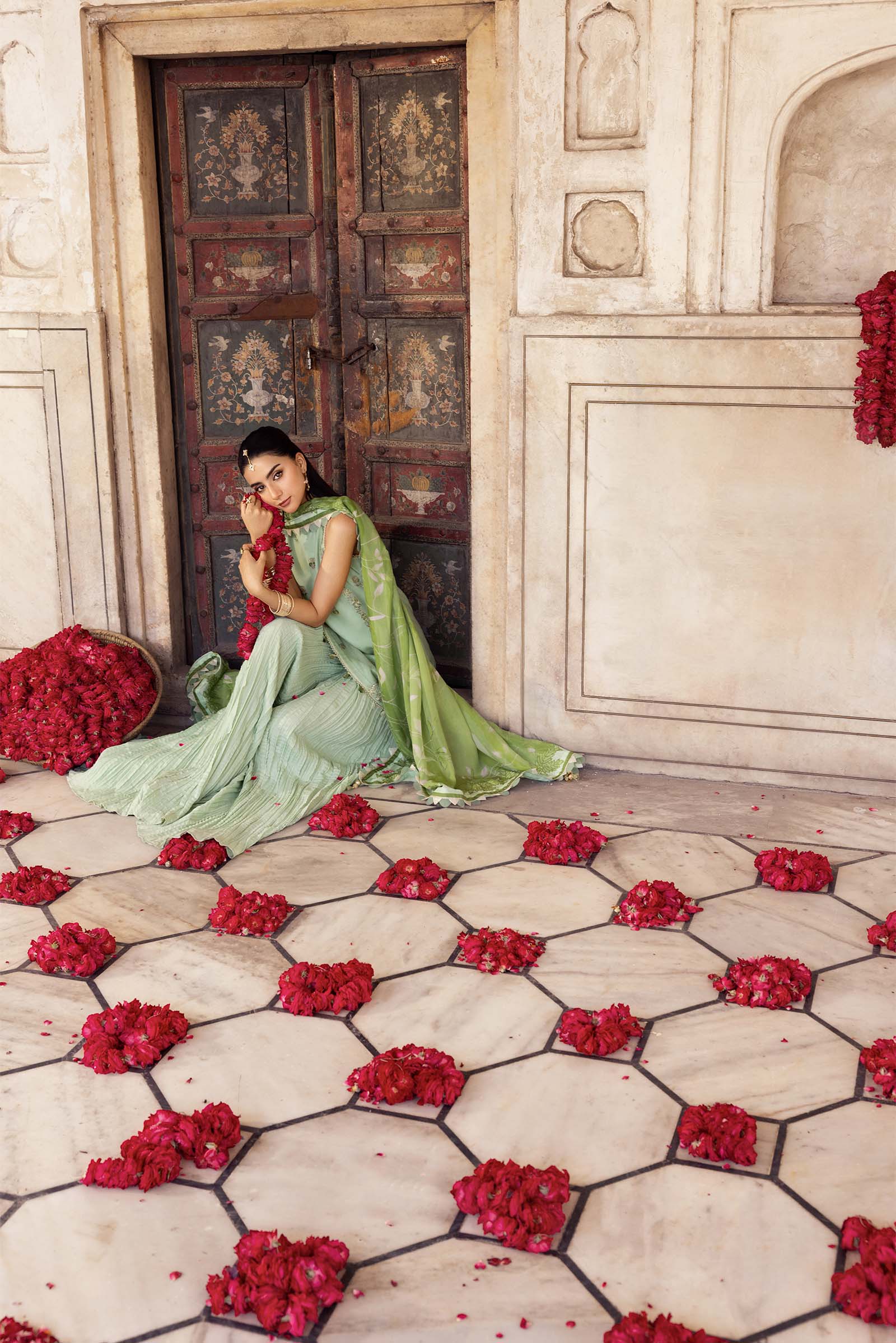 3 Pc Unstitched Embroidered Silk Cotton Net Suit - Image 4