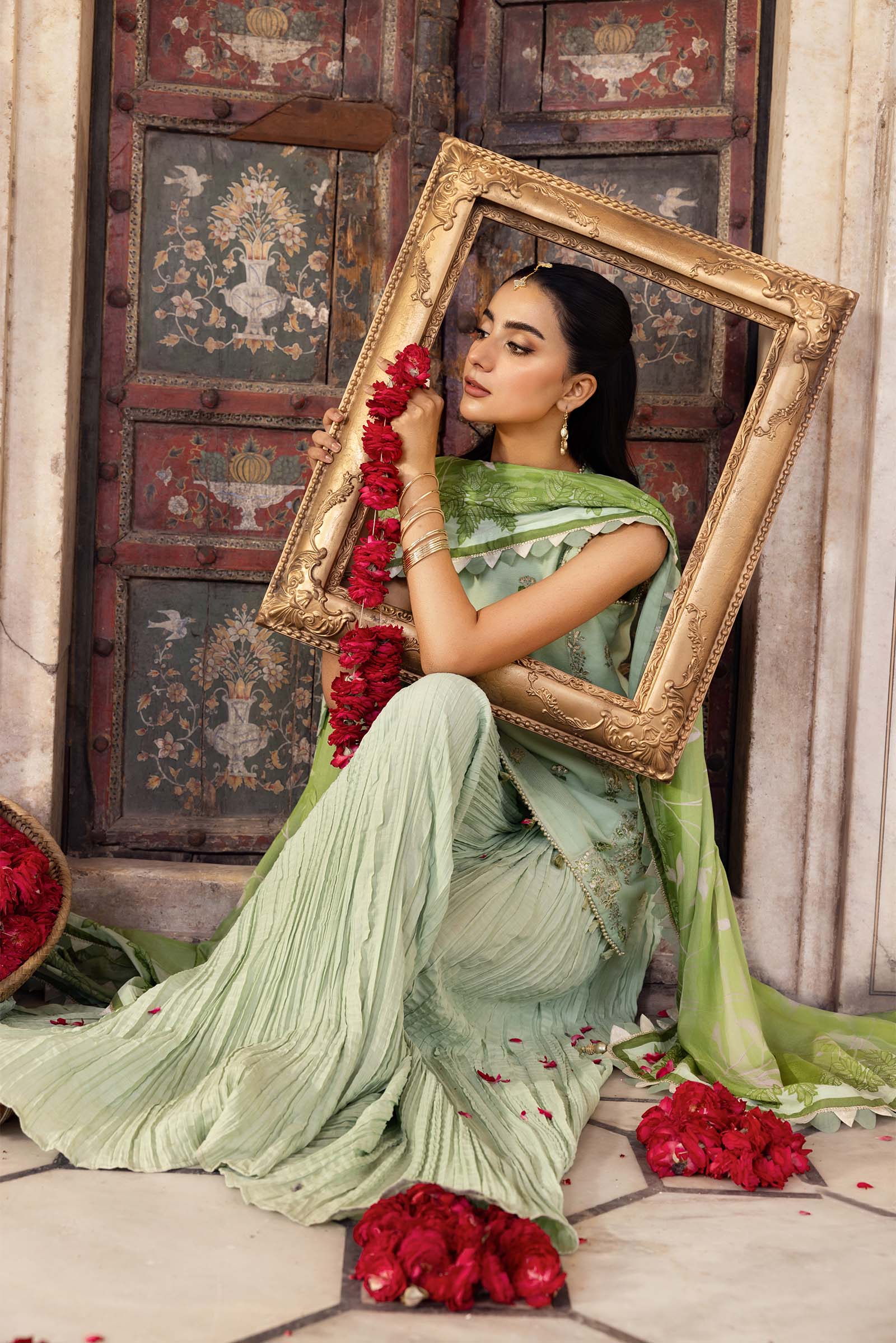 3 Pc Unstitched Embroidered Silk Cotton Net Suit - Image 5