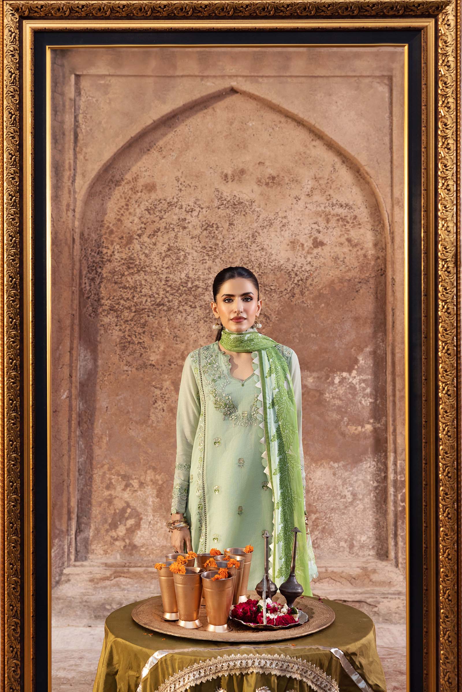 3 Pc Unstitched Embroidered Silk Cotton Net Suit - Image 6