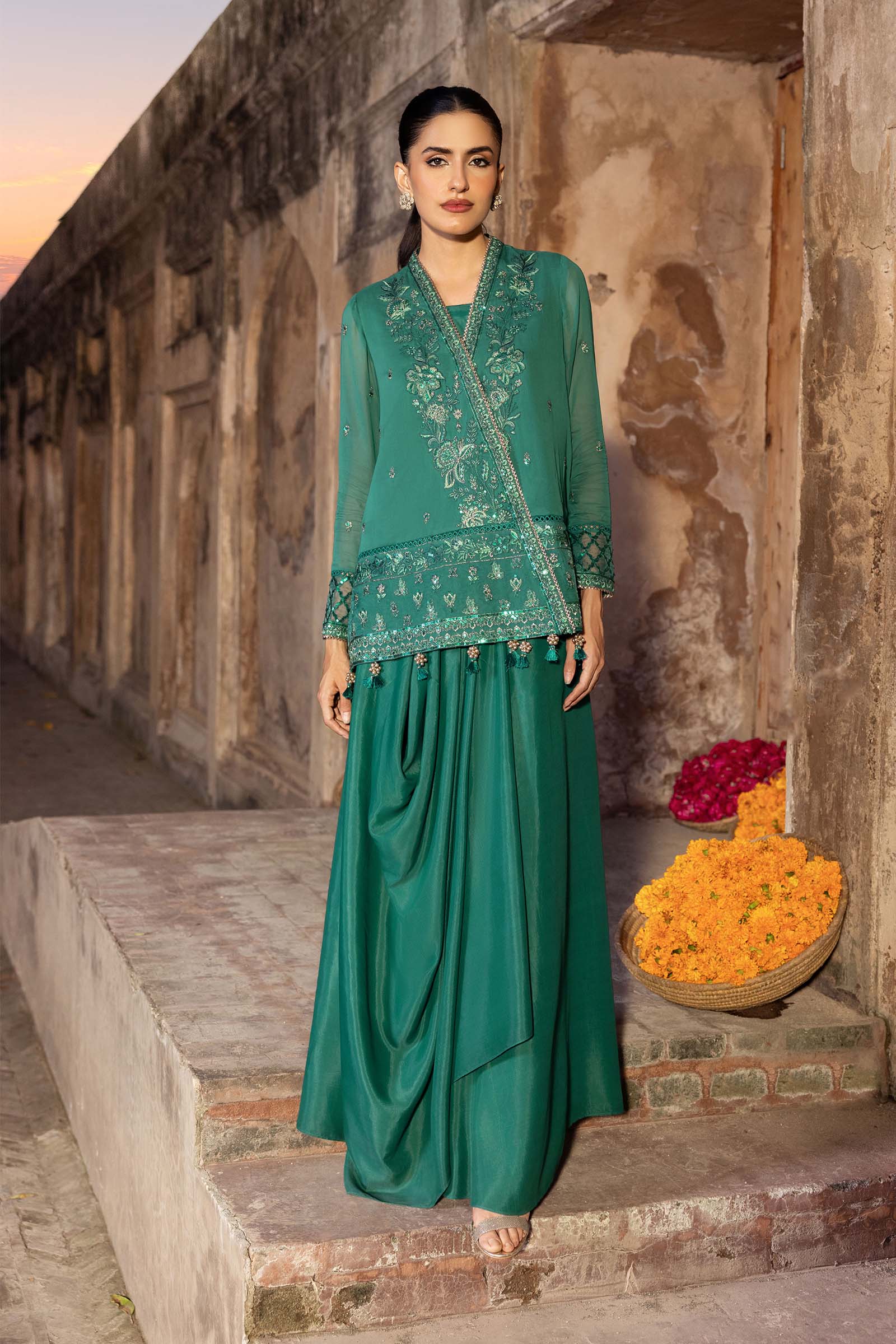3 Pc Unstitched Embroidered Chiffon Suit - Image 2