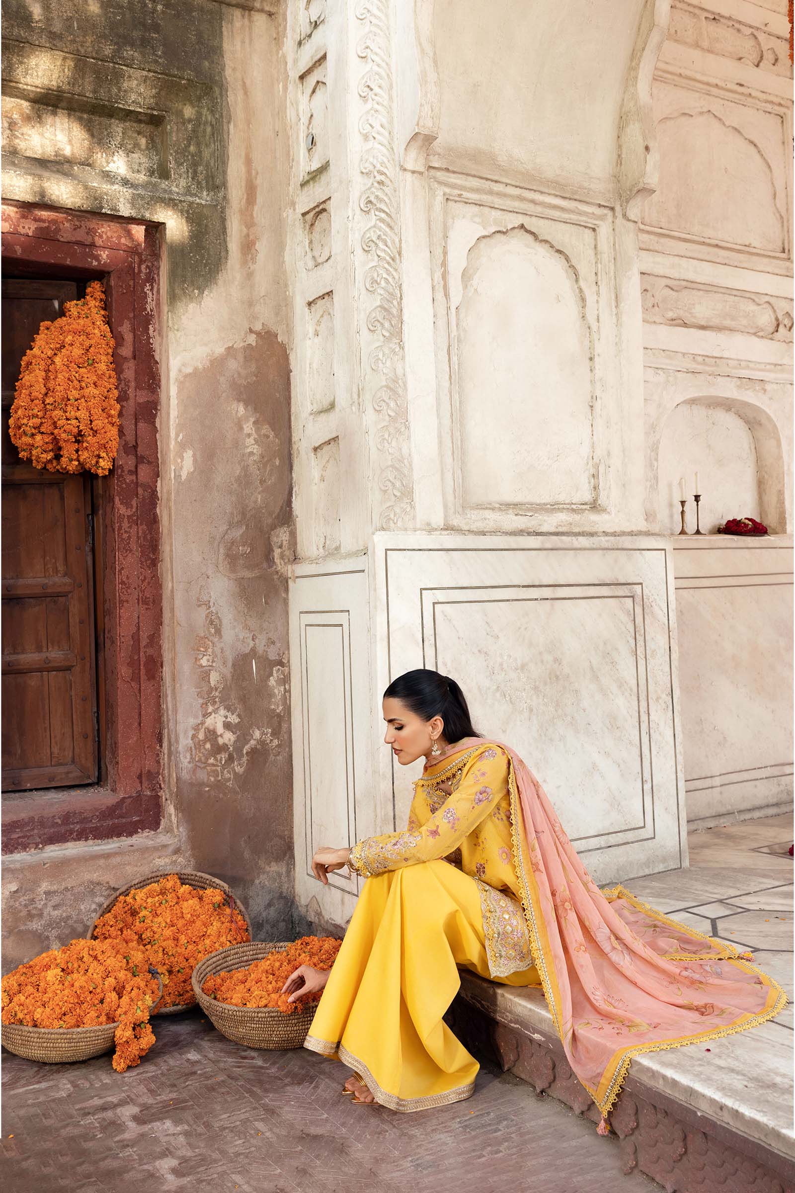 3 Pc Unstitched Embroidered Silk Cotton Net Suit - Image 4