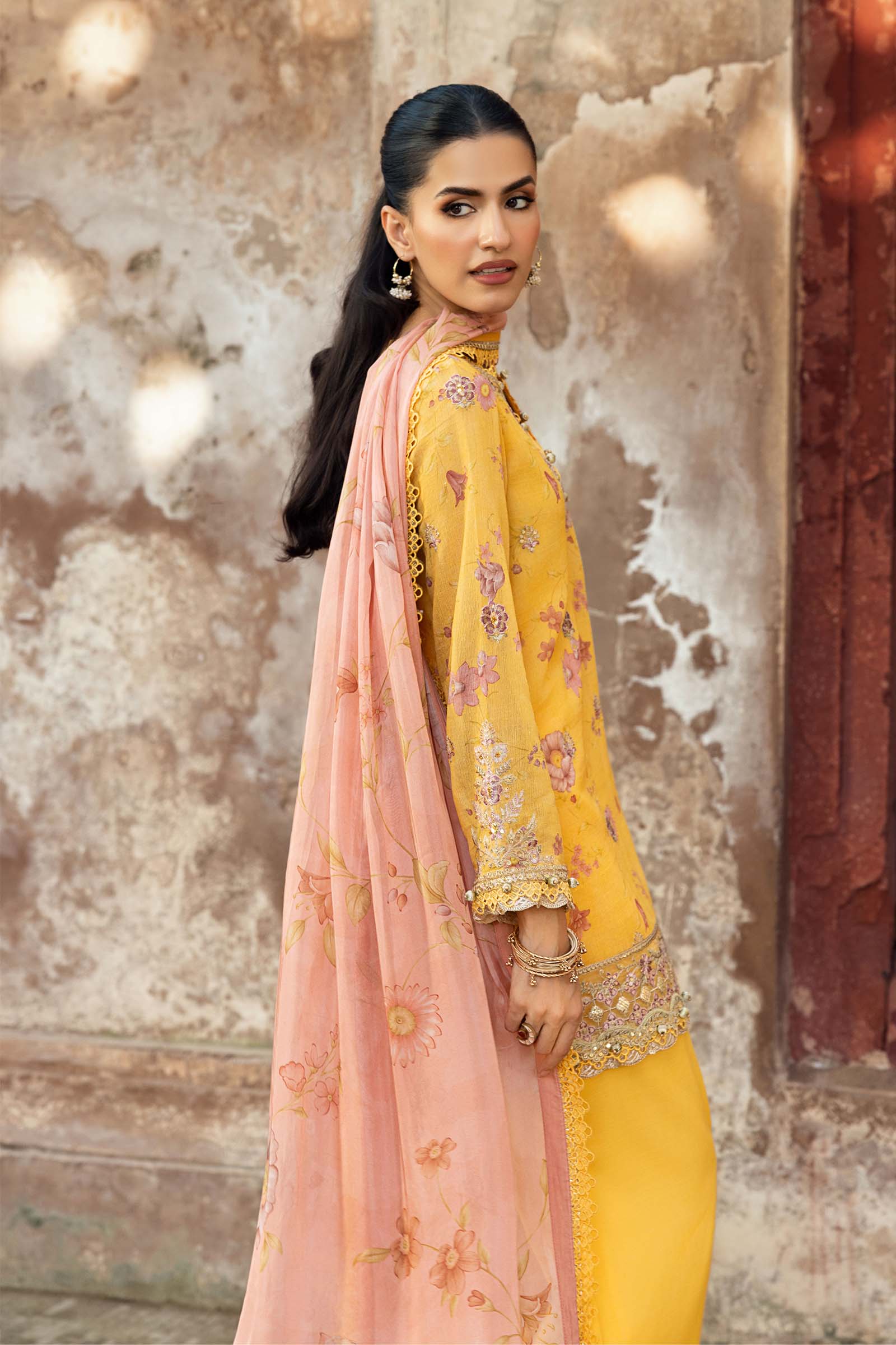 3 Pc Unstitched Embroidered Silk Cotton Net Suit - Image 5