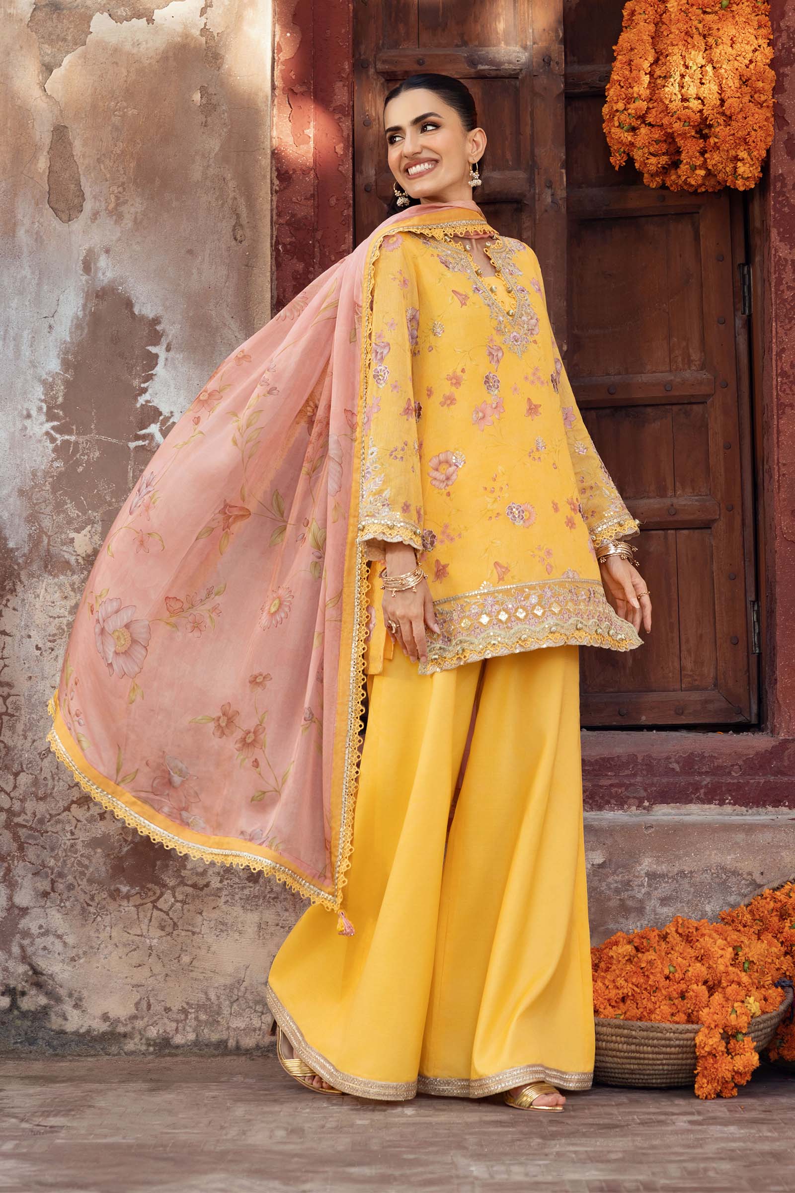 3 Pc Unstitched Embroidered Silk Cotton Net Suit - Image 6
