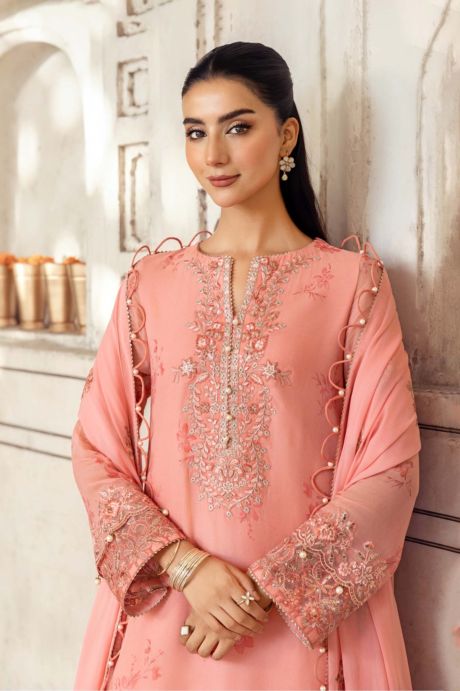 3 Pc Unstitched Embroidered Chiffon Suit - Image 2
